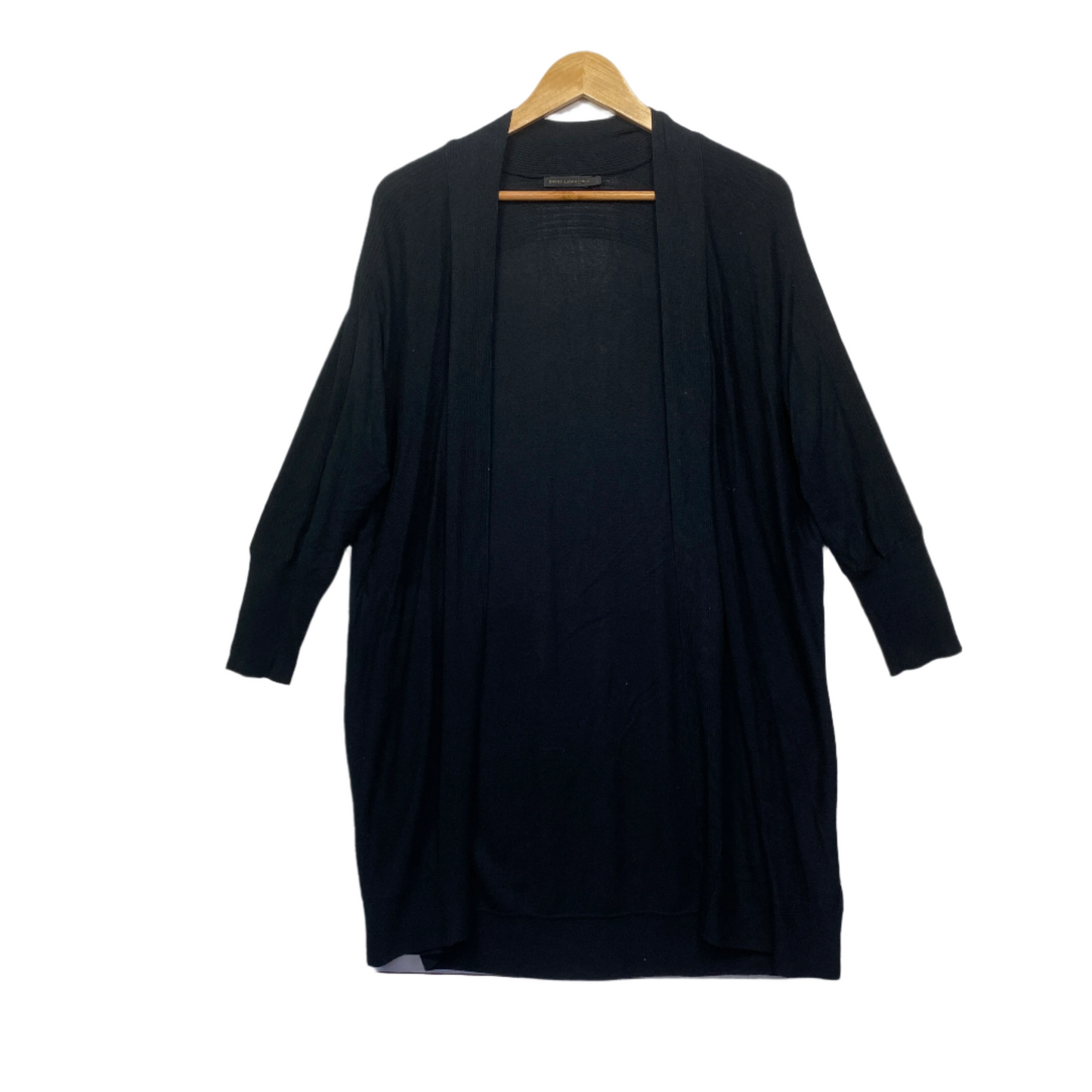 David Lawrence Cardigan Size Large Black Long Sleeve Longline