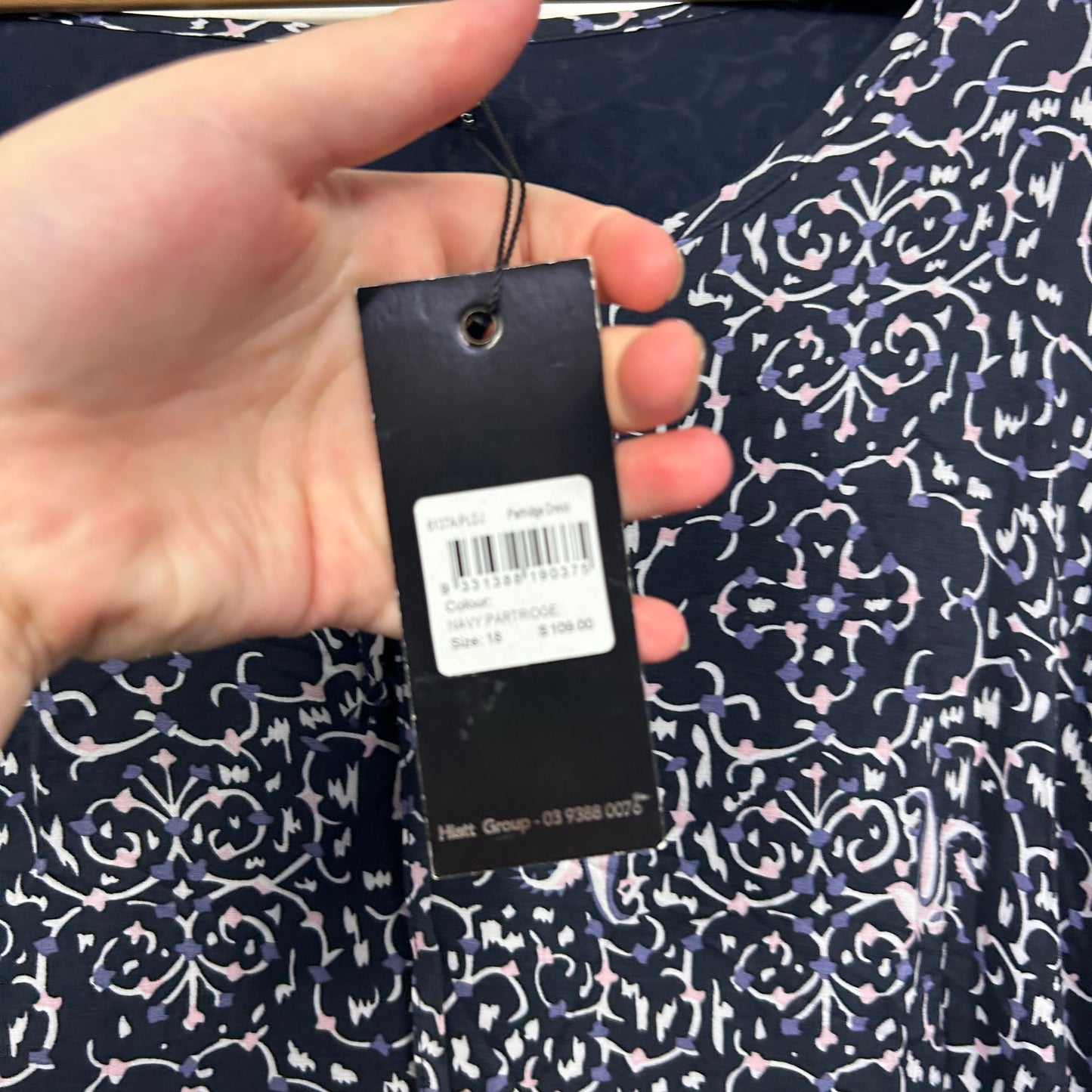 WITE+ Navy Damask Print Tunic Dress - Size 18