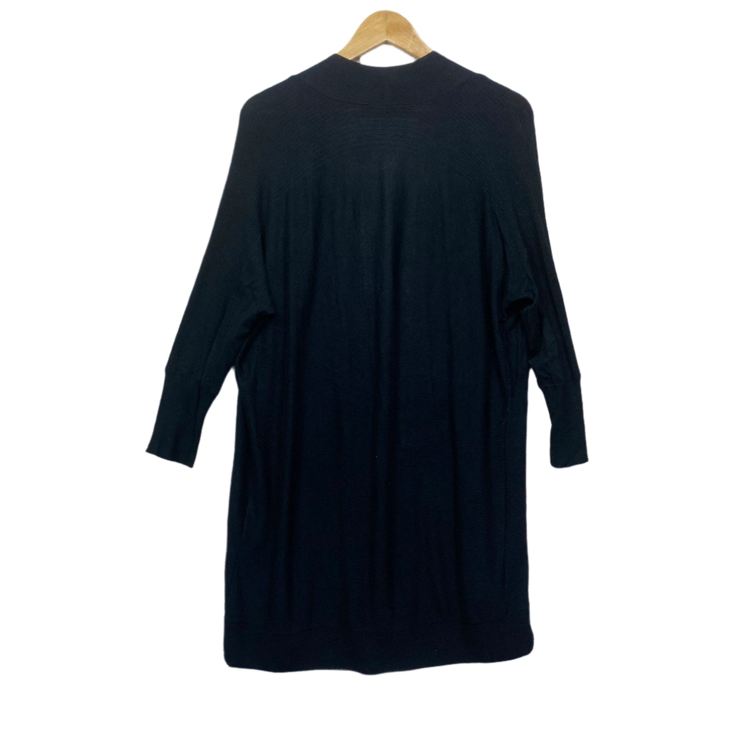 David Lawrence Cardigan Size Large Black Long Sleeve Longline