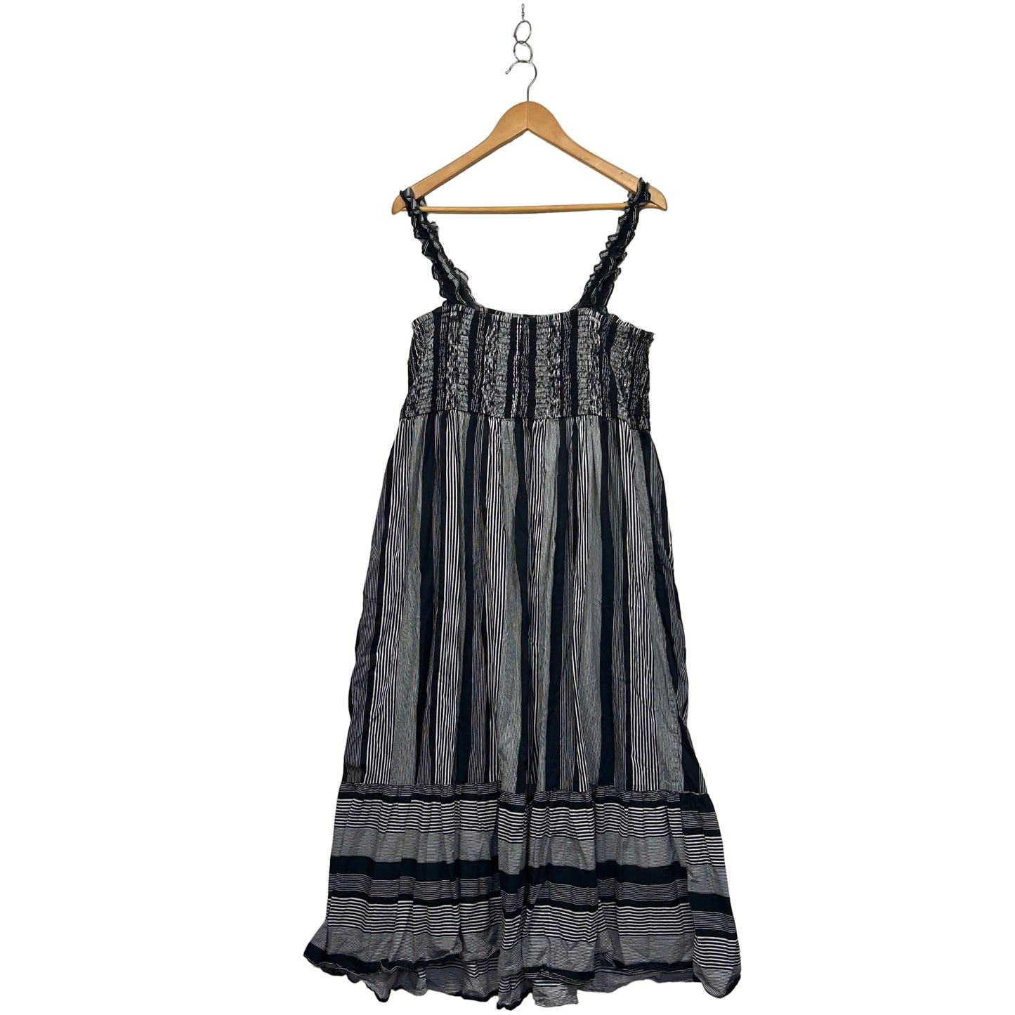 edited Black and White Striped Maxi Sundress - Size 18