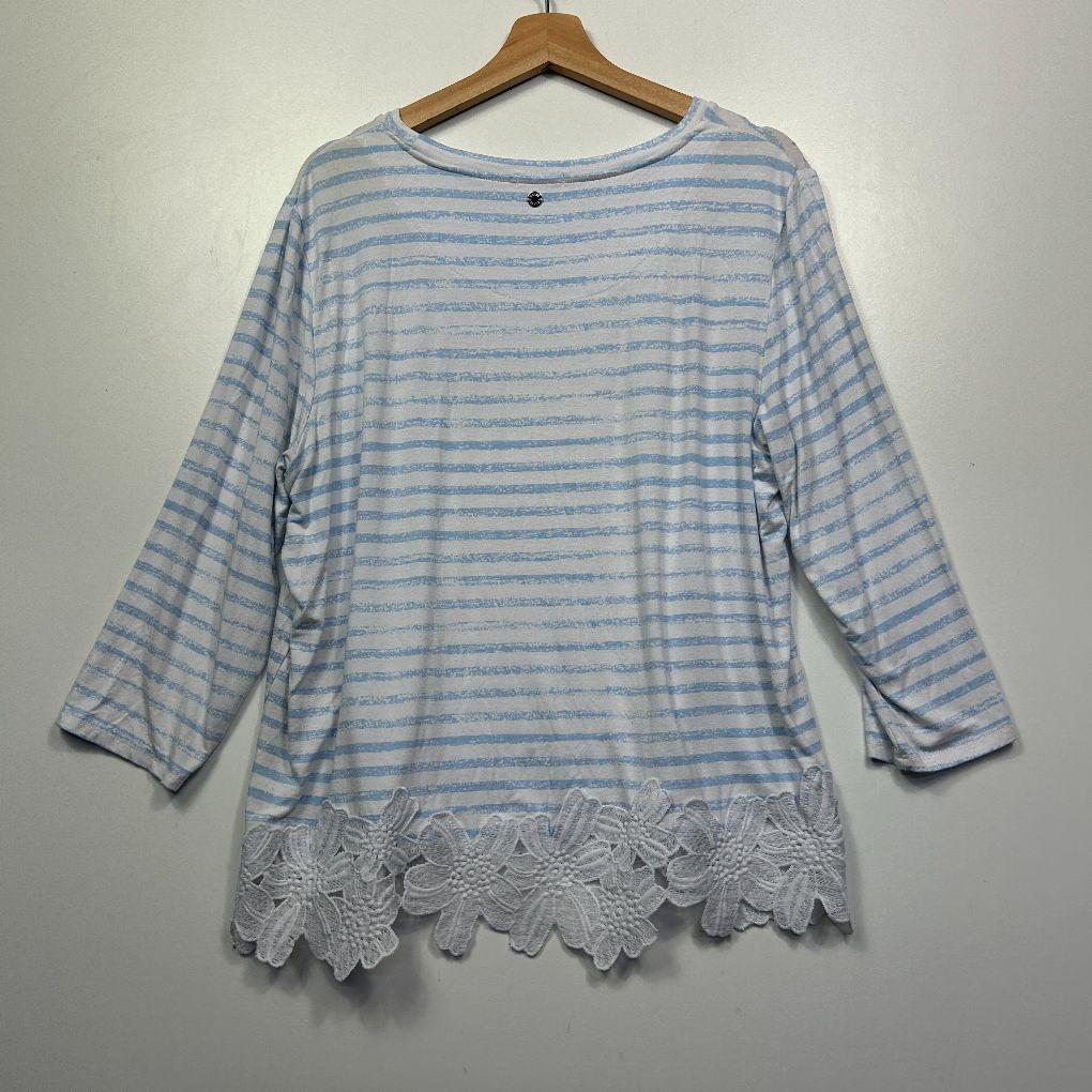 W.Lane Blue Striped Top - Size L