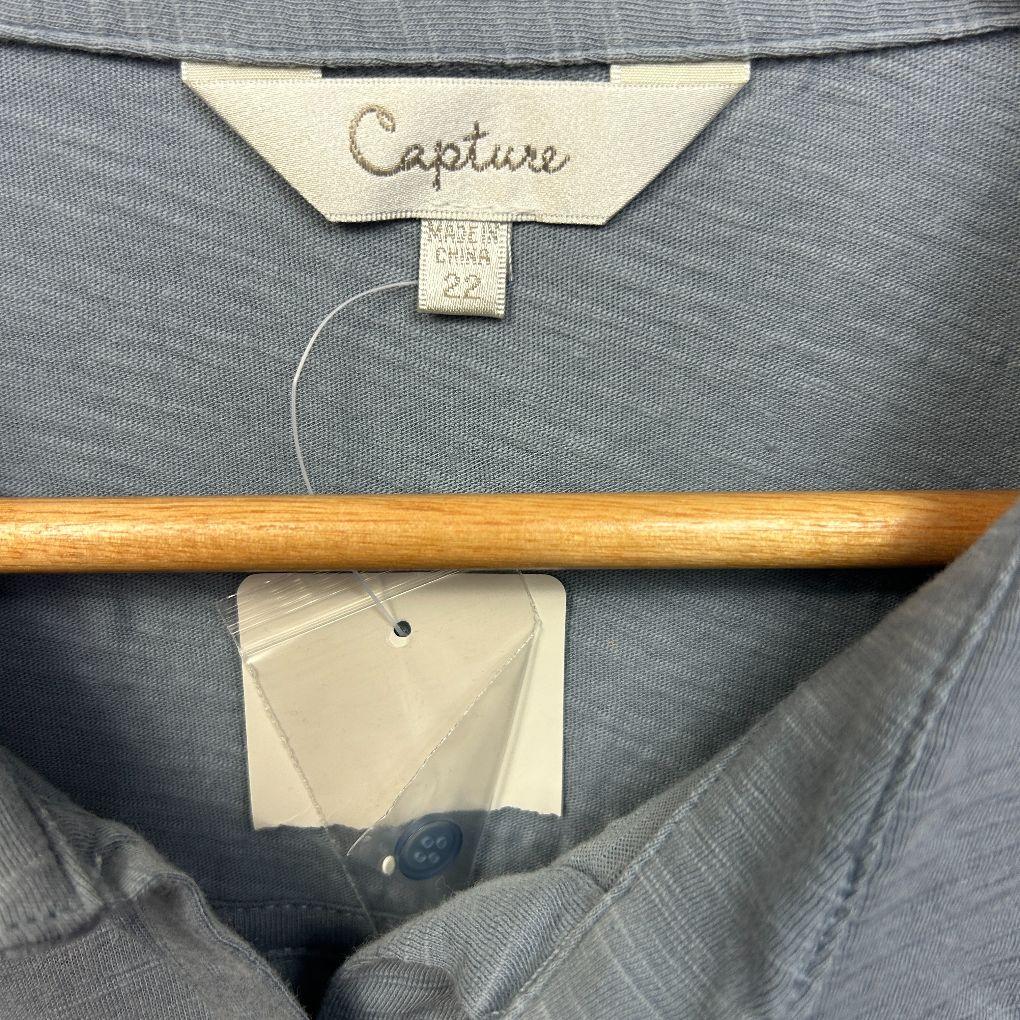 Capture Blue Cotton Top - Size 22