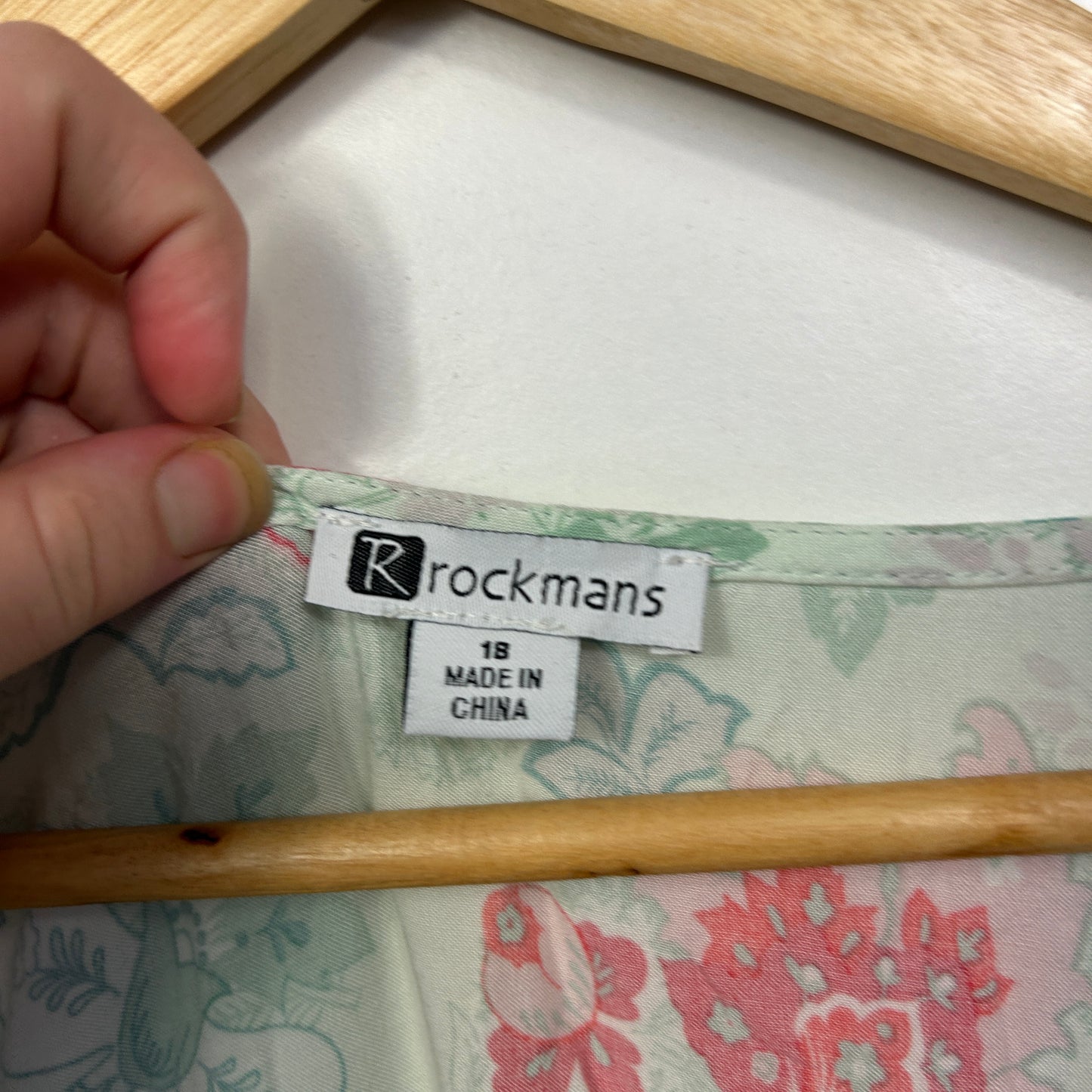 Rockmans Sage Green Floral Print Boho Dress - Size 18