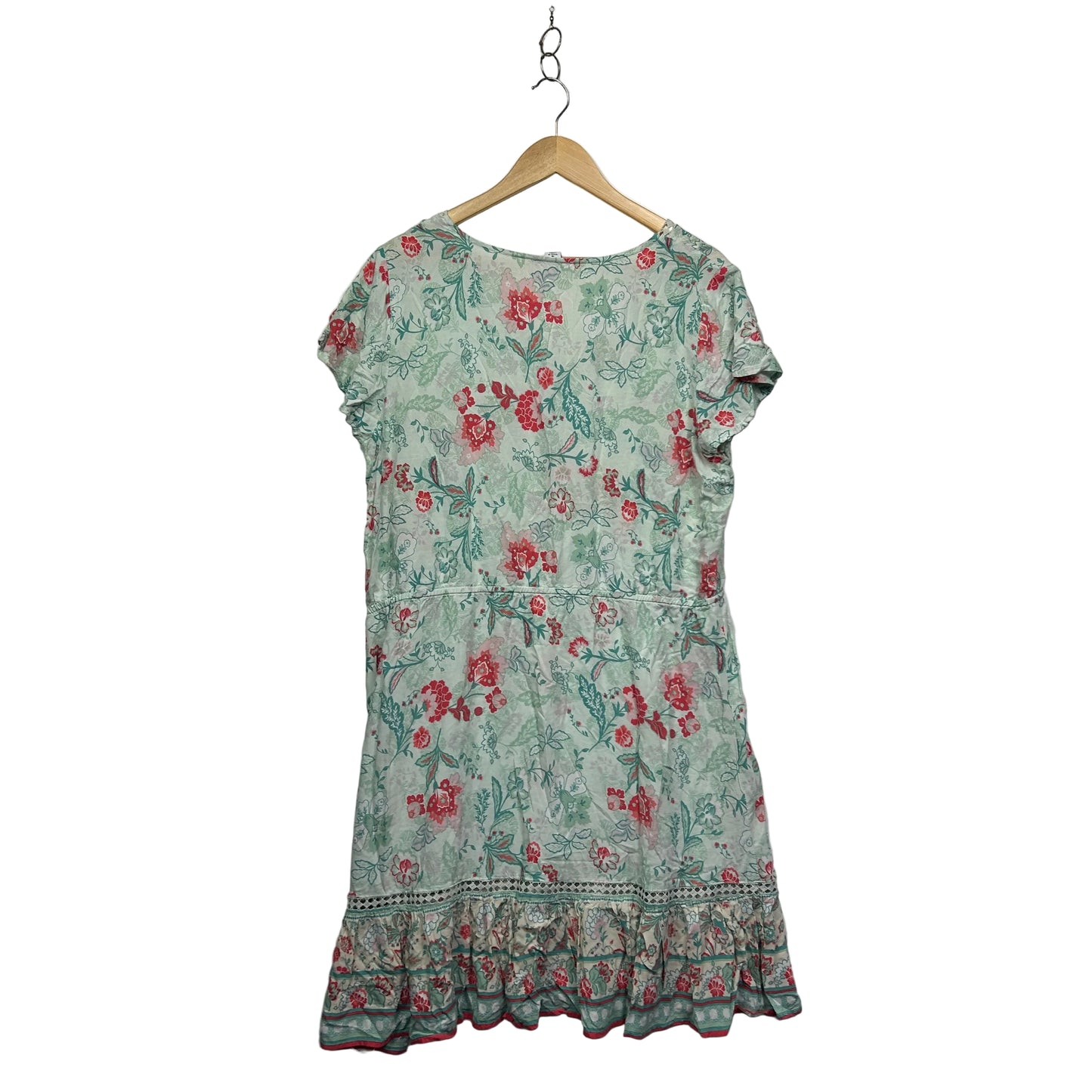 Rockmans Sage Green Floral Print Boho Dress - Size 18