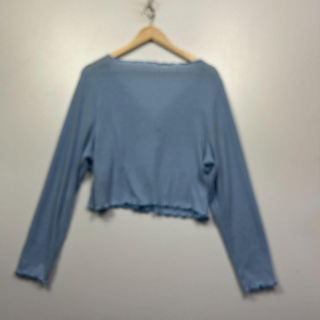Shein Curve Blue Long Sleeve Crop Top - Size 4XL