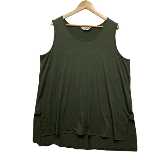 Virtuelle Top Size 18 Plus Medium Sleeveless Olive Green