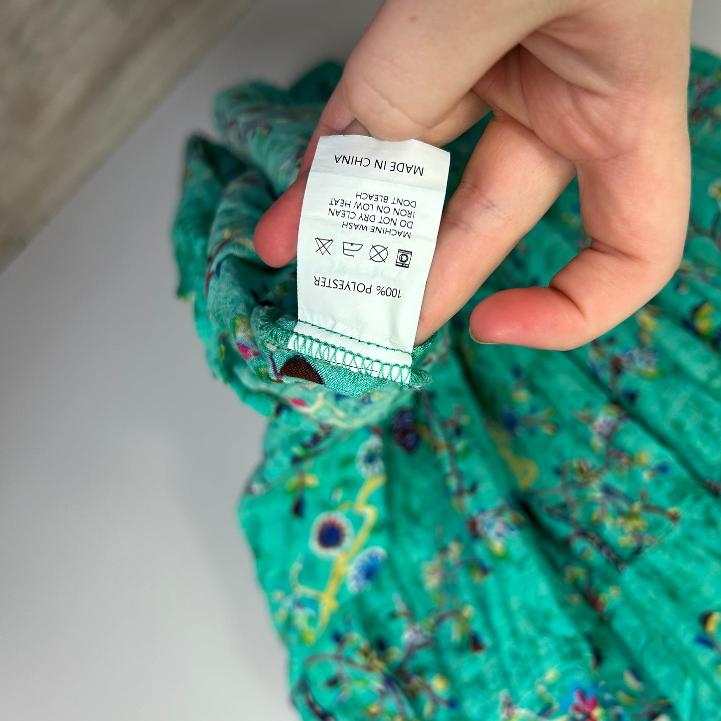 Turquoise Floral Botanical Print Tiered Dress - Size XL