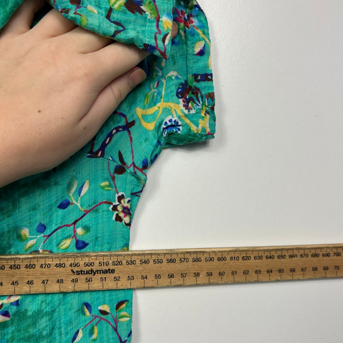 Turquoise Floral Botanical Print Tiered Dress - Size XL