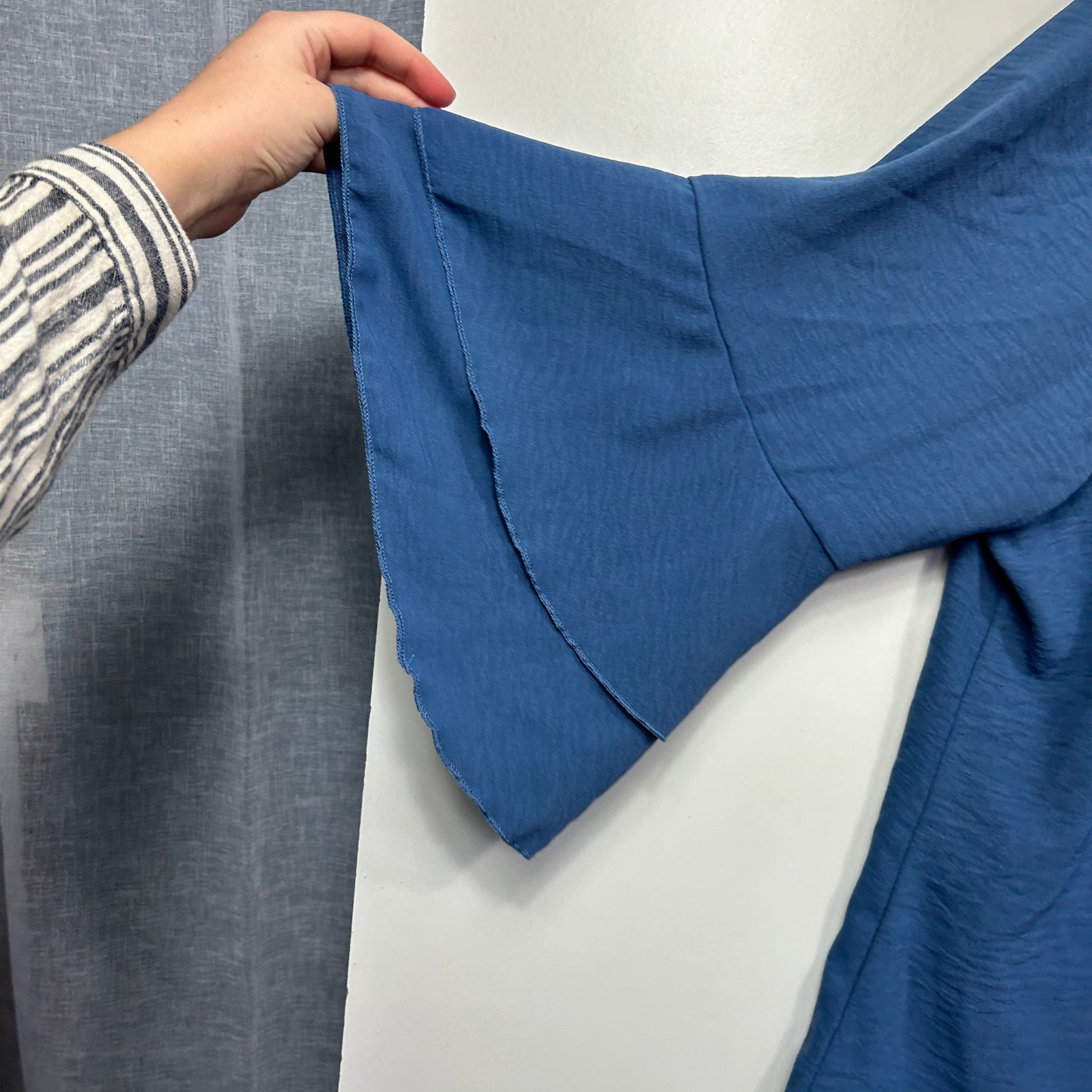 Navy Blue Tiered Ruffle Bell Sleeve Tunic Top - Size 2XL