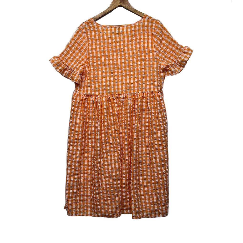Shein Orange Gingham Dress - Size 16