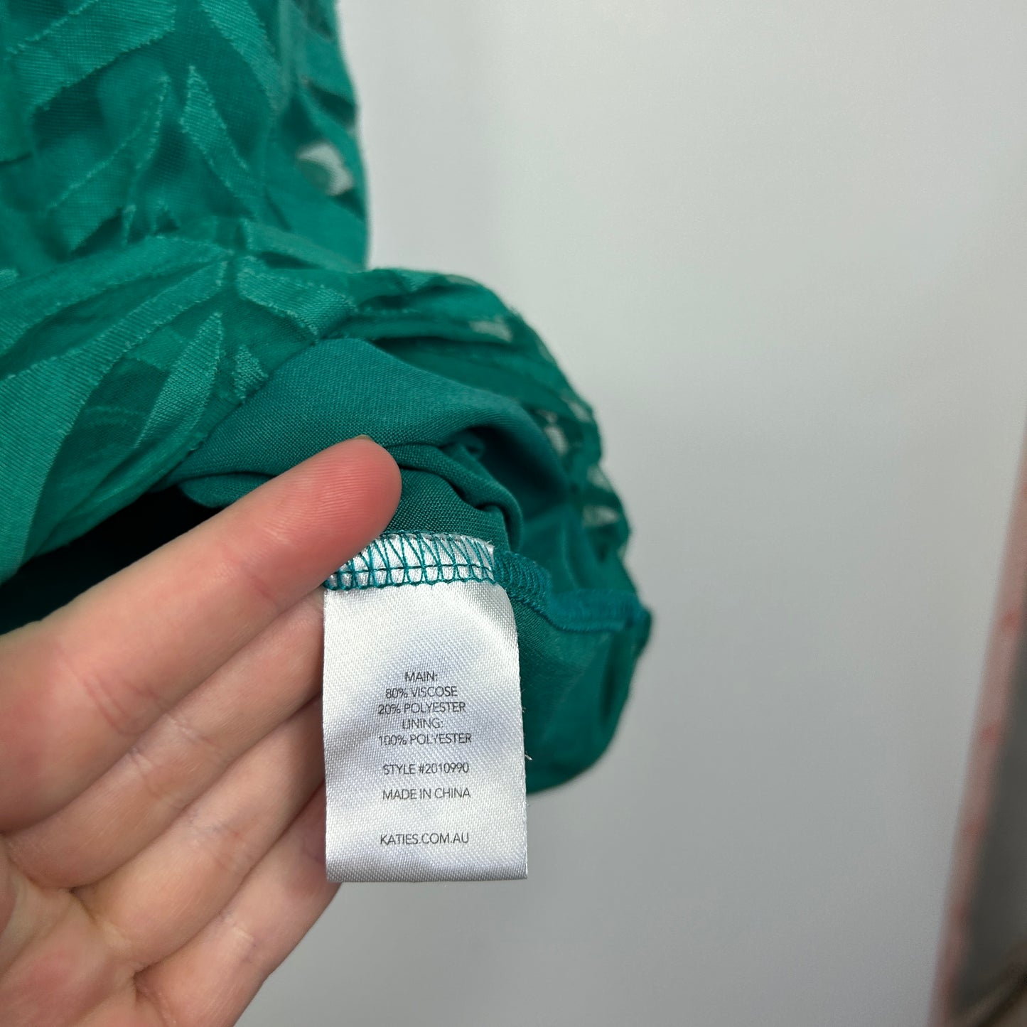 Katies Emerald Green Tropical Palm Leaf Burnout Top - Size XL