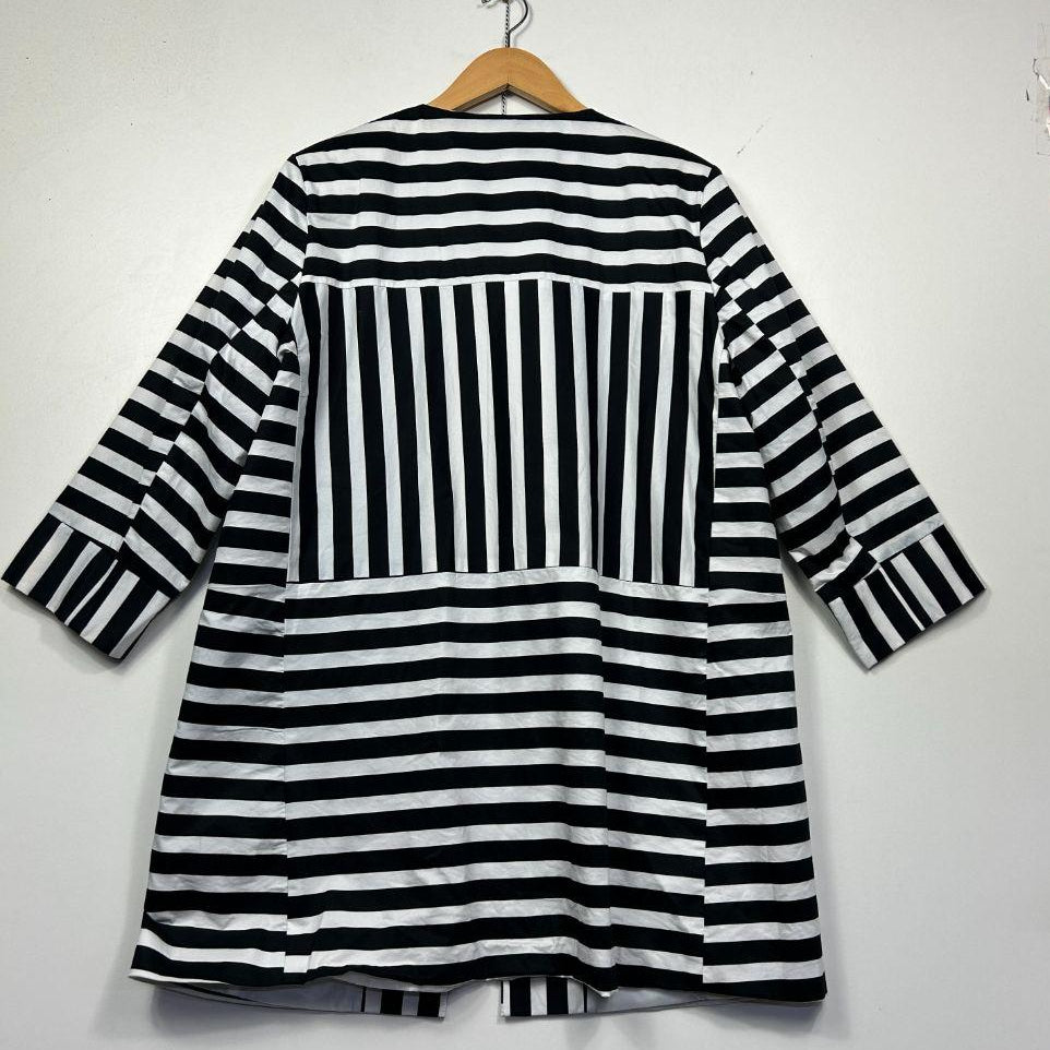 Noni B Cotton Black and White Striped Jacket - Size XL
