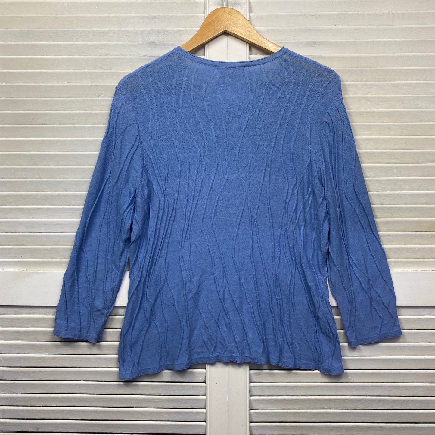 Fella Hamilton Knit Top Size 14 Blue Long Sleeve Viscose Ribbed