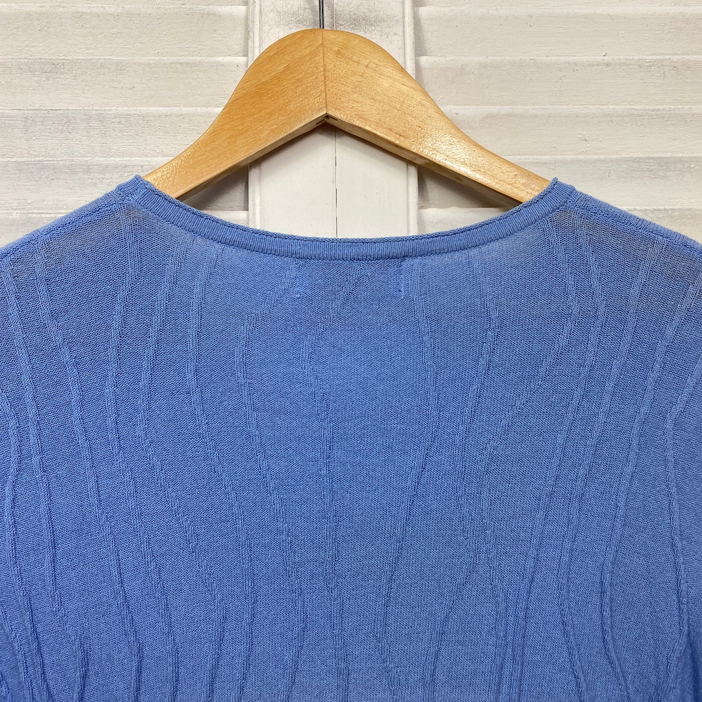 Fella Hamilton Knit Top Size 14 Blue Long Sleeve Viscose Ribbed