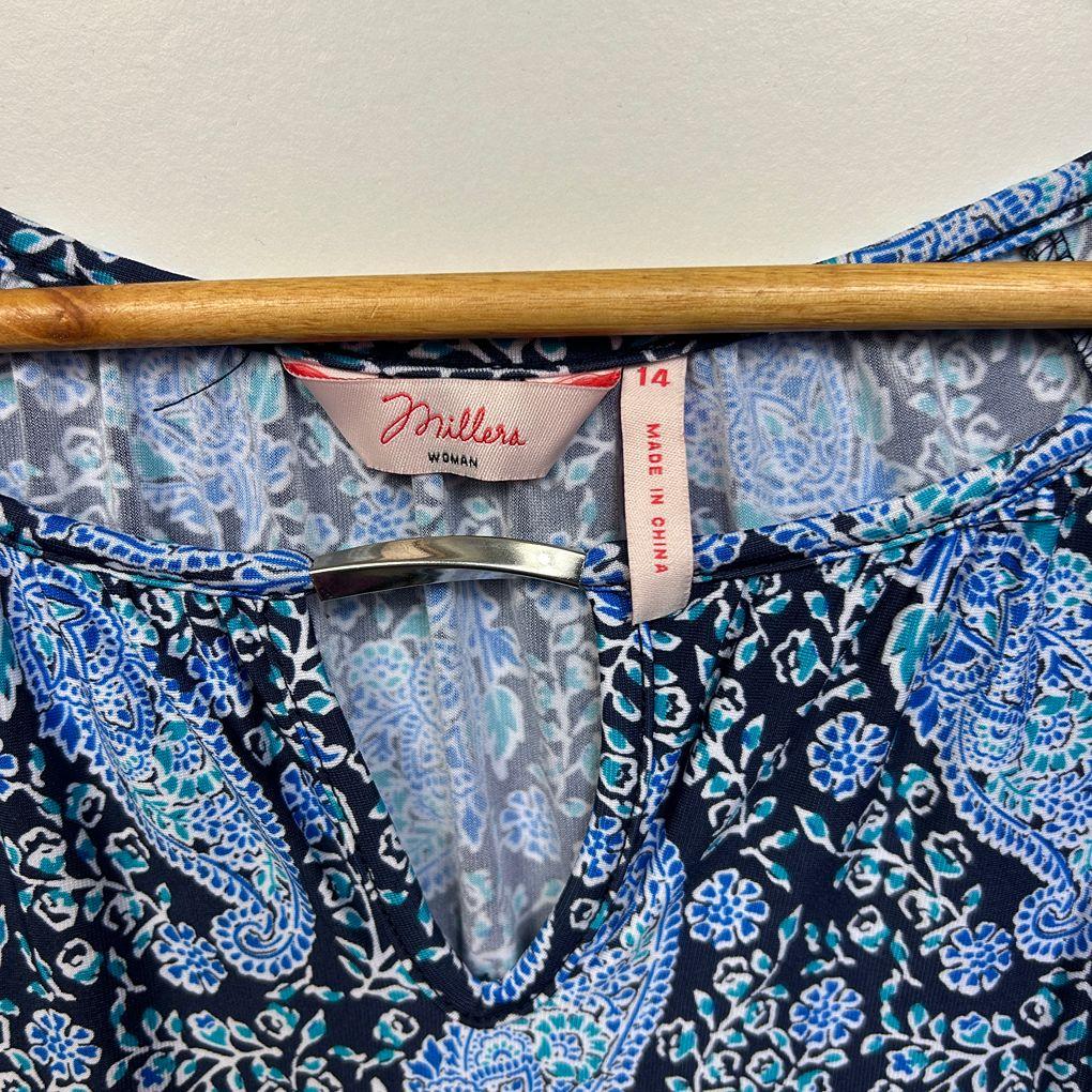 Millers Blue Paisley Top - Size 14