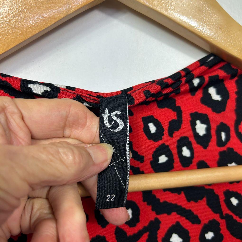 Taking Shape Red Animal Print Wrap Dress - Size 22