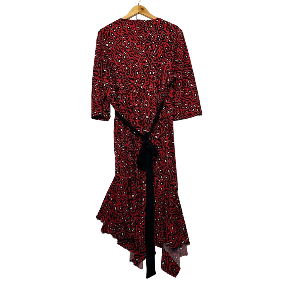 Taking Shape Red Animal Print Wrap Dress - Size 22