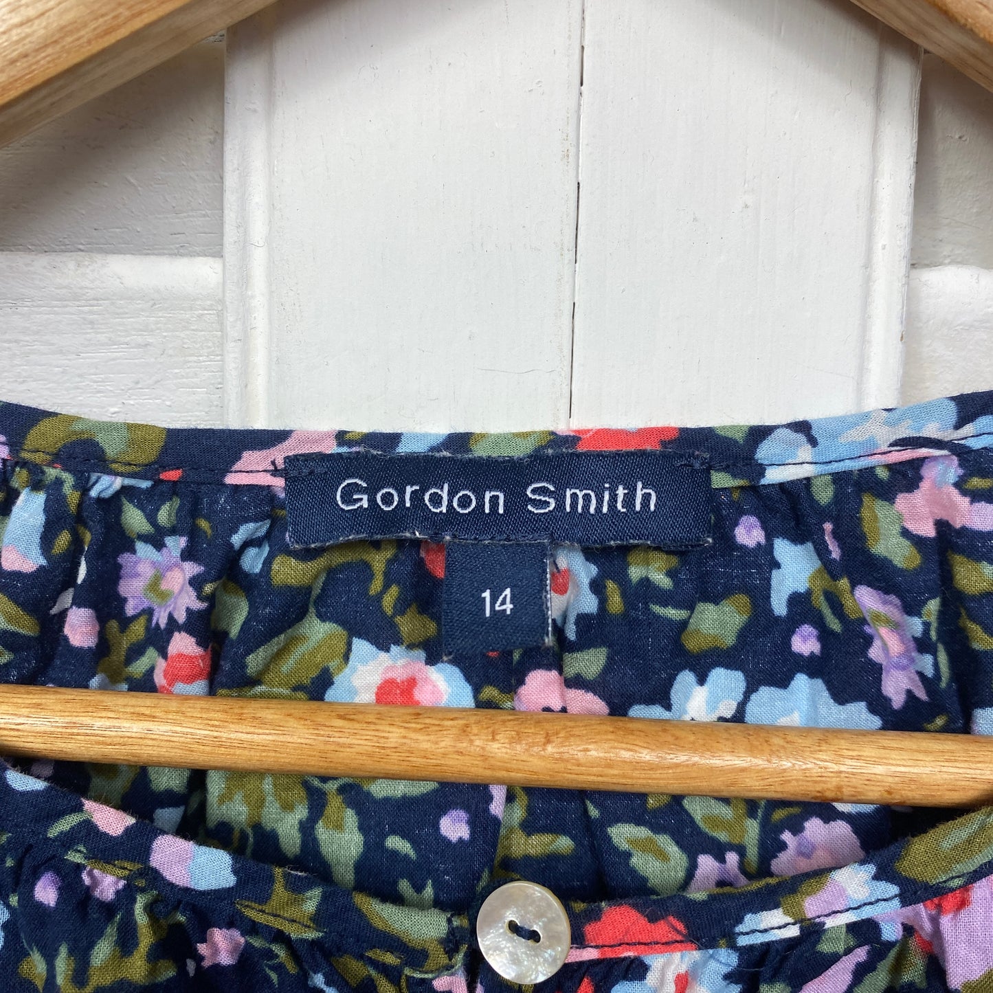 Gordon Smith Top Size 14 Floral Multicoloured 100% Cotton Long Sleeve