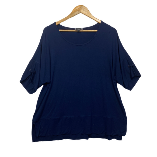 Clarity by Threadz Top Size Large Navy Short Sleeve Viscose