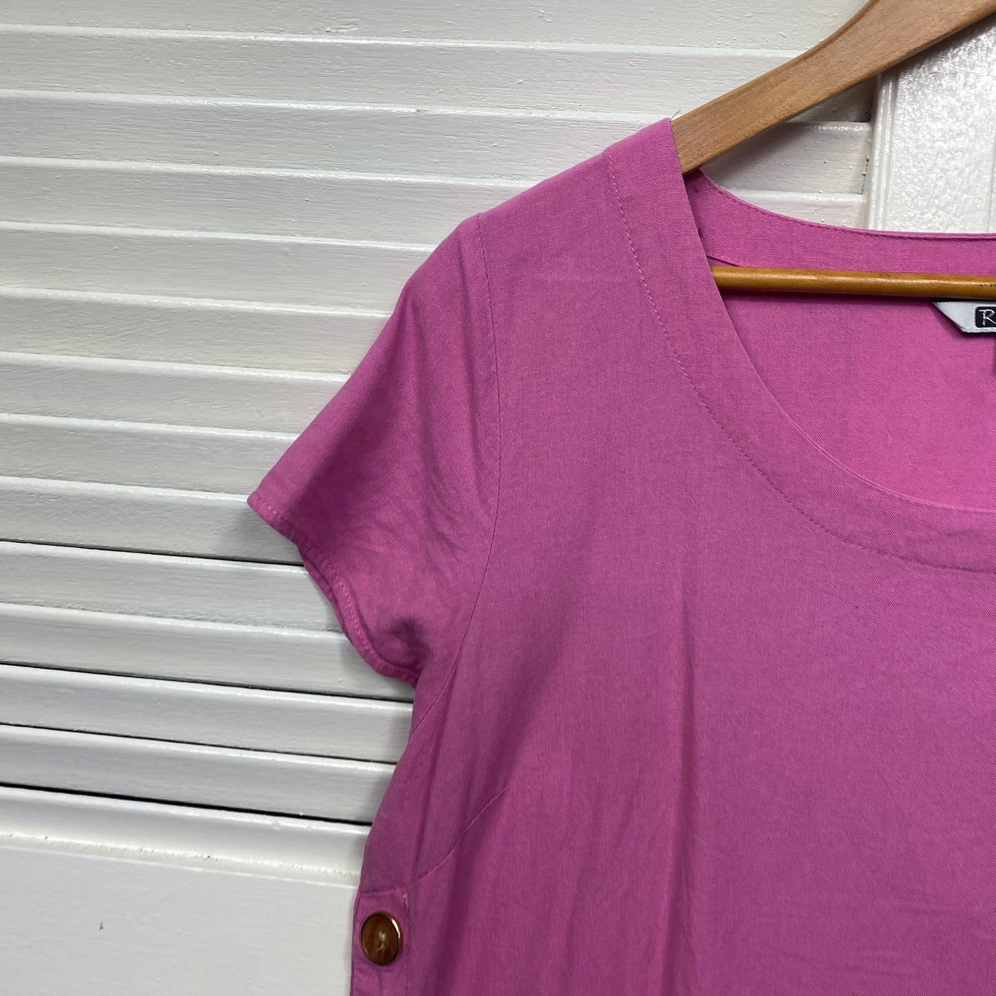 Rockmans Top Size 16 Pink Short Sleeve