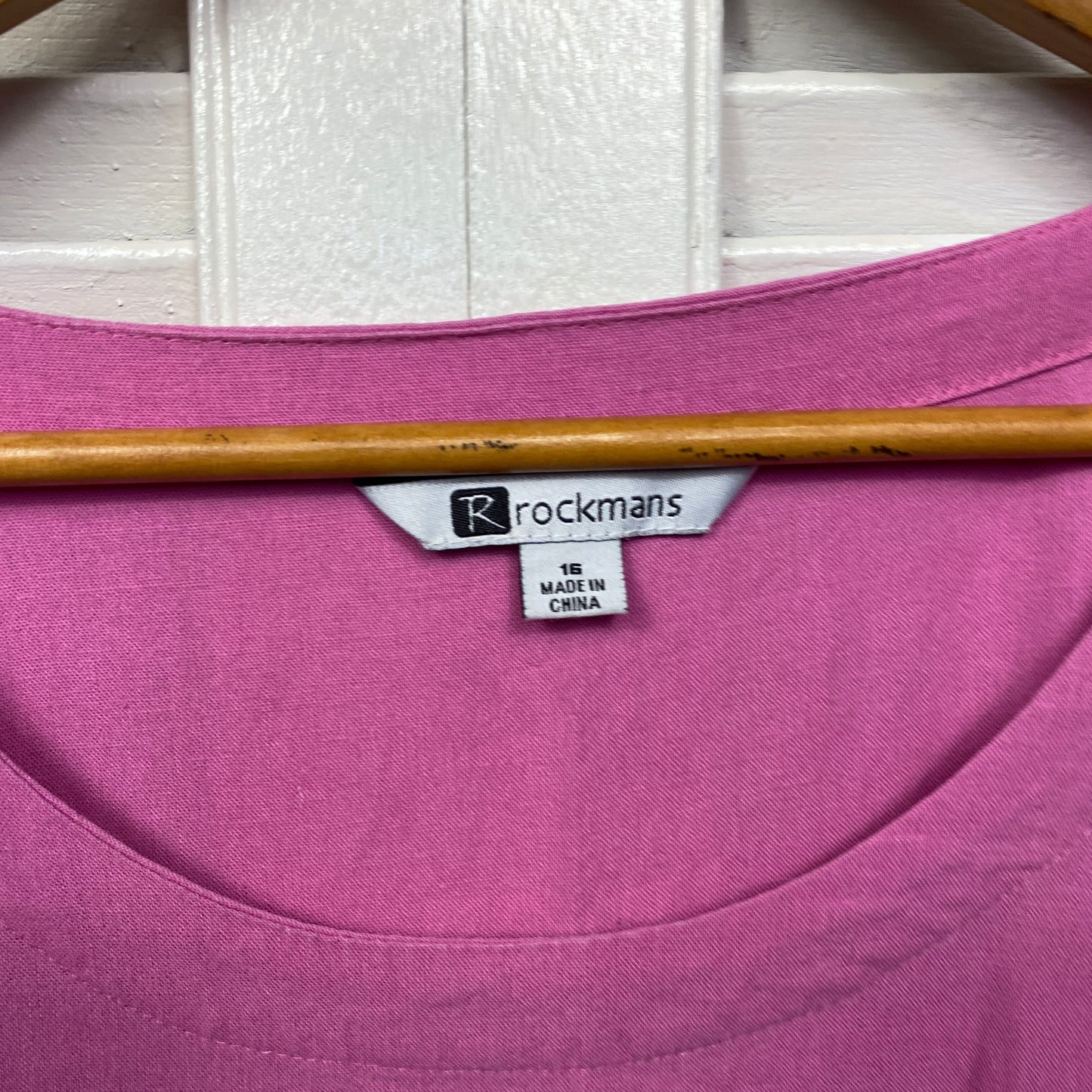 Rockmans Top Size 16 Pink Short Sleeve