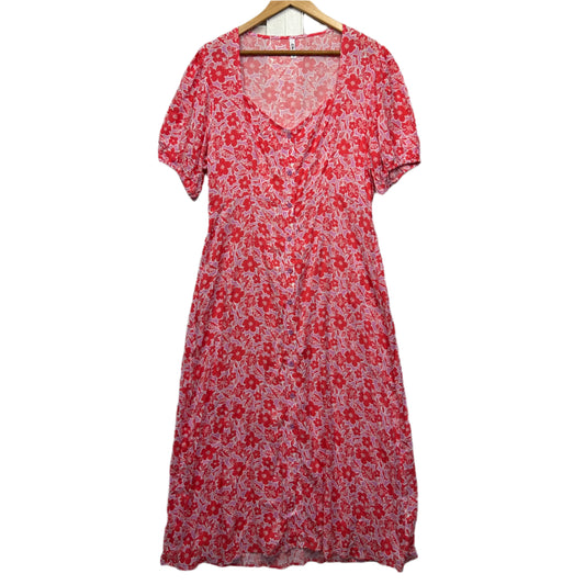 &me Maxi Dress Size 18 Pink Floral Short Sleeve Viscose