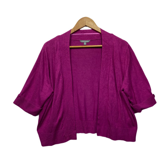 Suzanne Grae Cardigan Shrug Top Size 16 XL Pink Short Sleeve Cropped