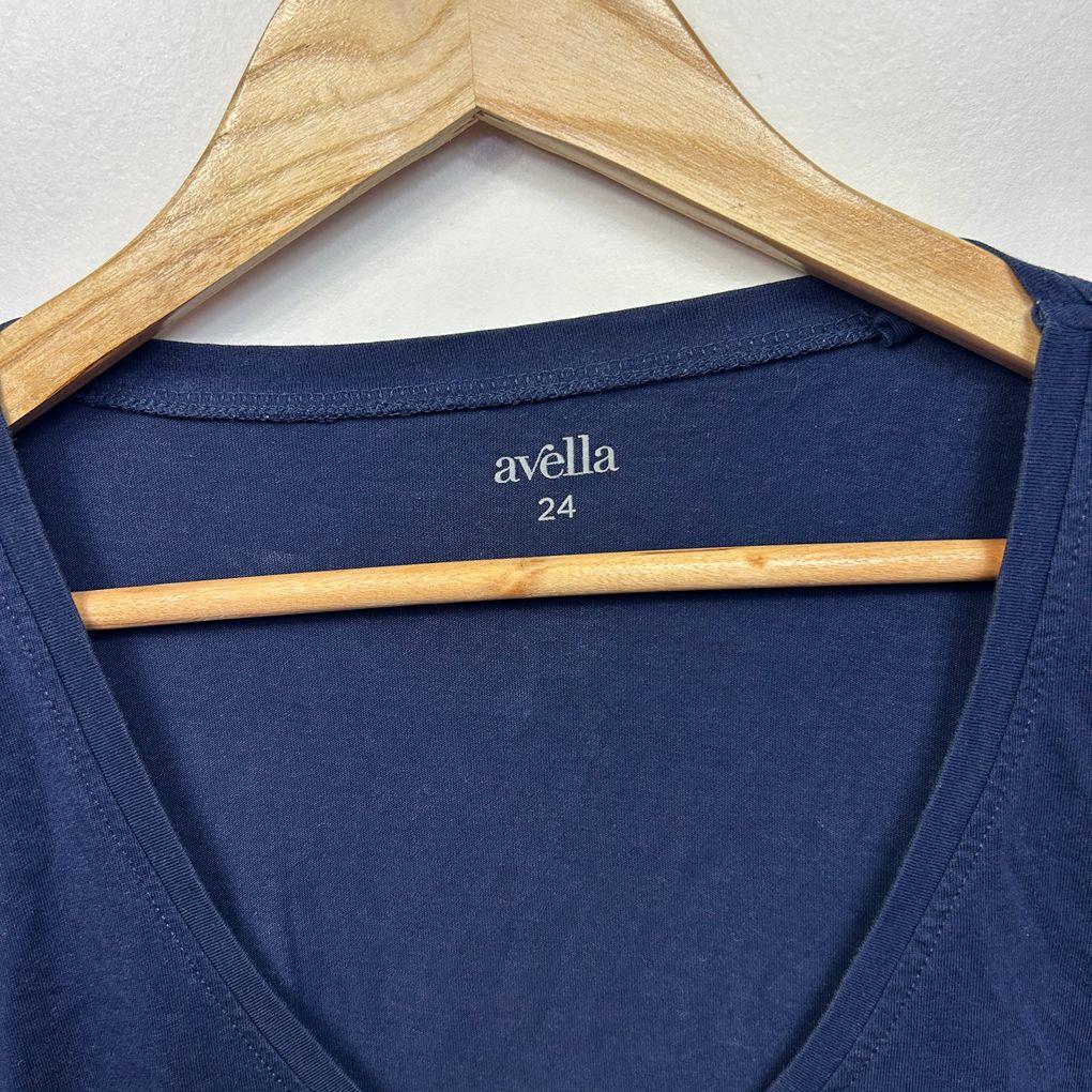 Avella Navy Cotton Tee Top - Size 24