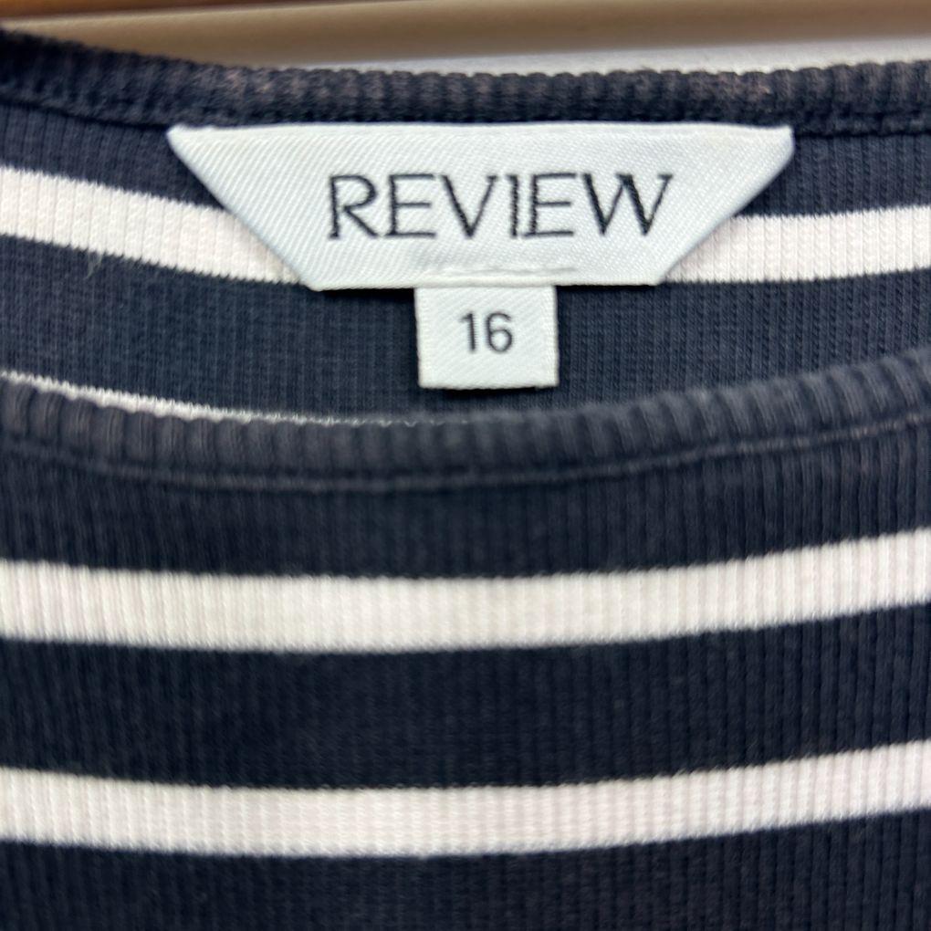 Review Navy White Striped Cotton Dress - Size 16