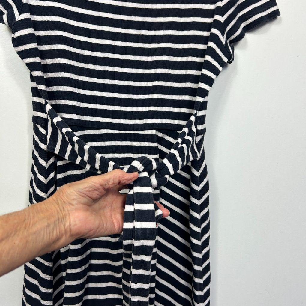 Review Navy White Striped Cotton Dress - Size 16