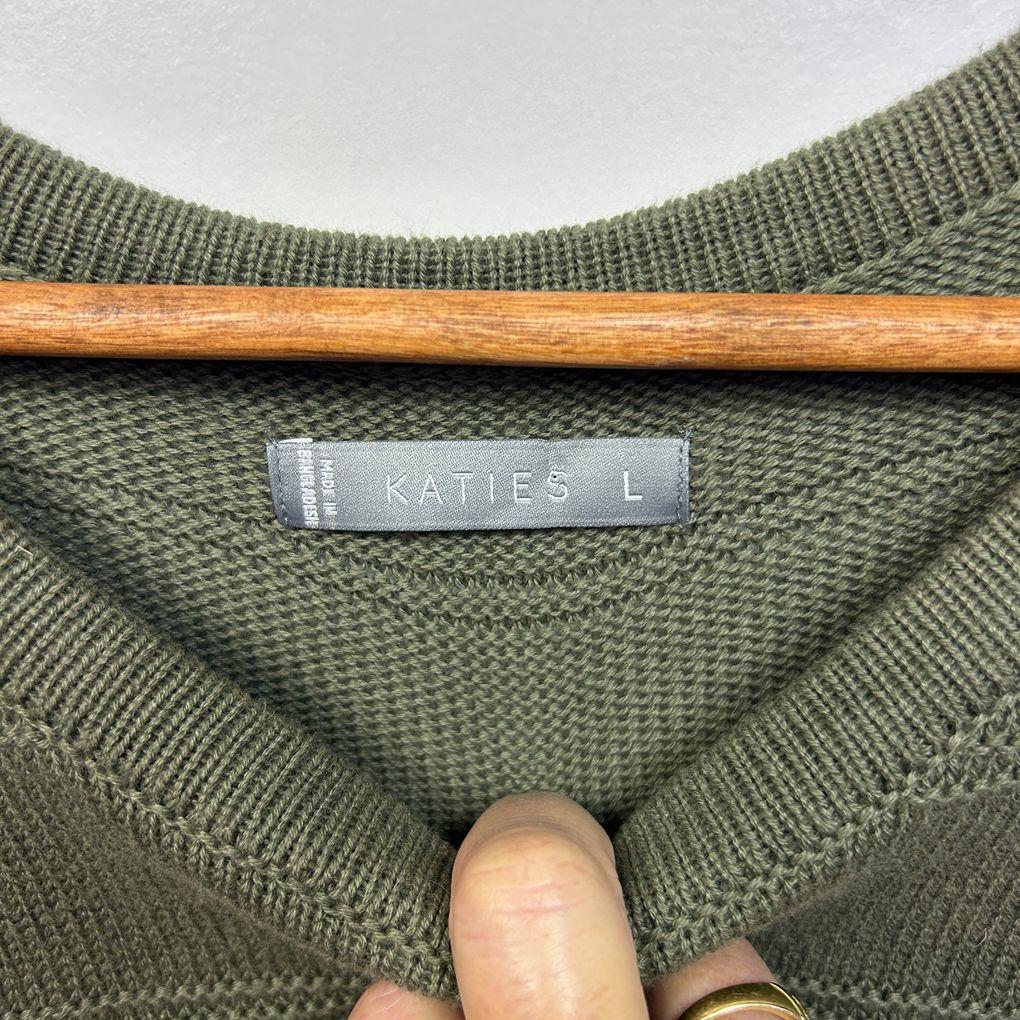 Katies Olive Cotton Knit Jumper - Size L