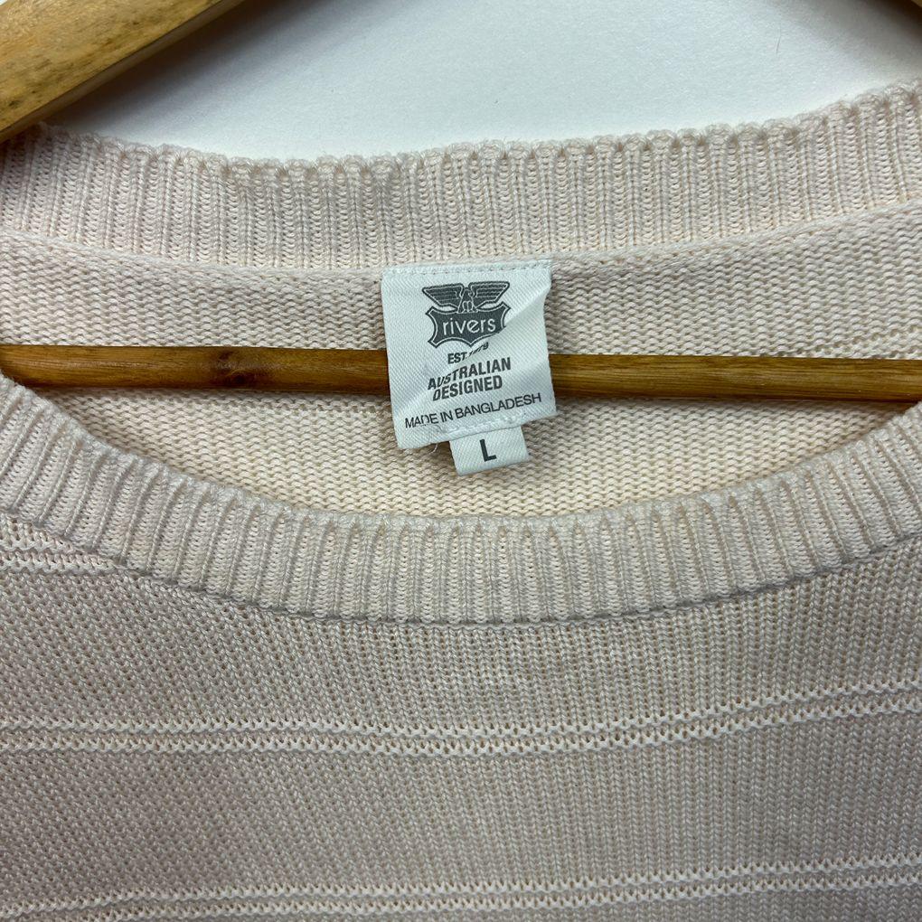 Rivers Cream Cotton Knit Jumper - Size L