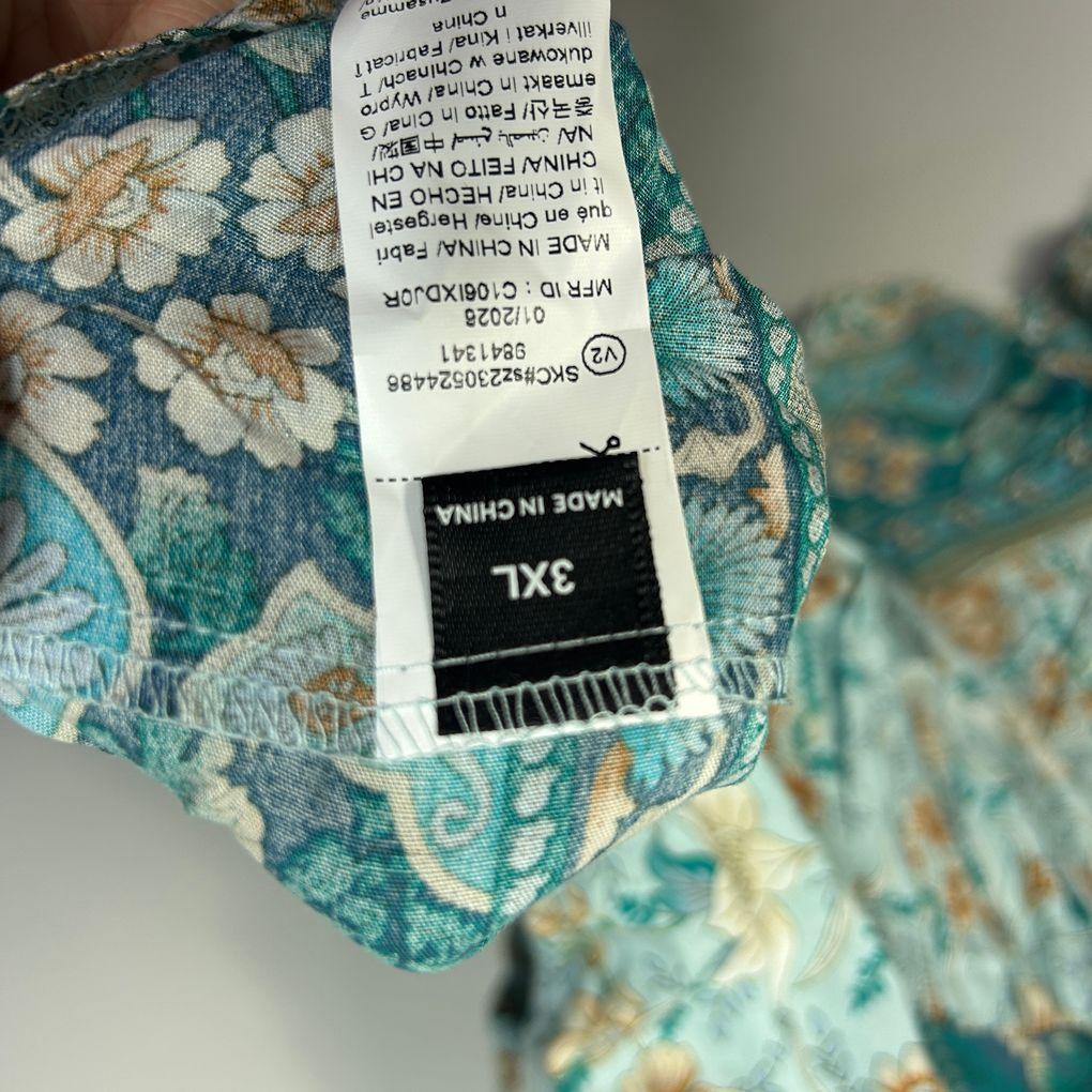 Boho Teal Floral Top - Size 16/18