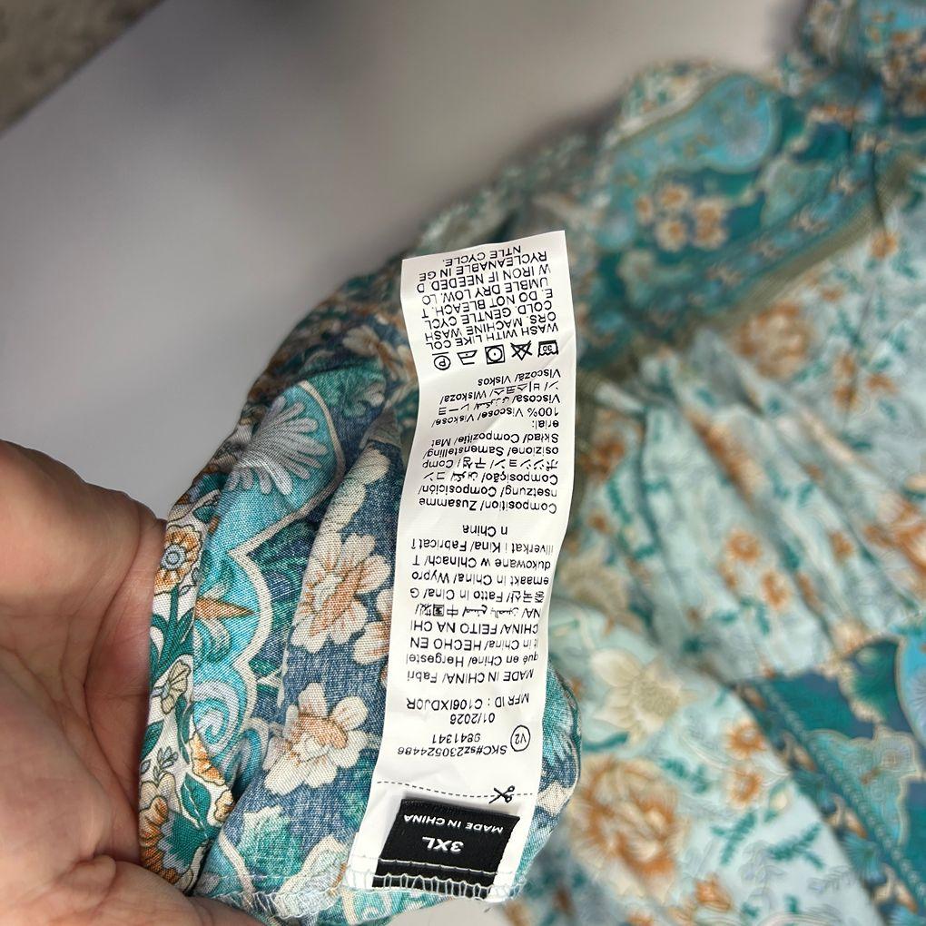 Boho Teal Floral Top - Size 16/18