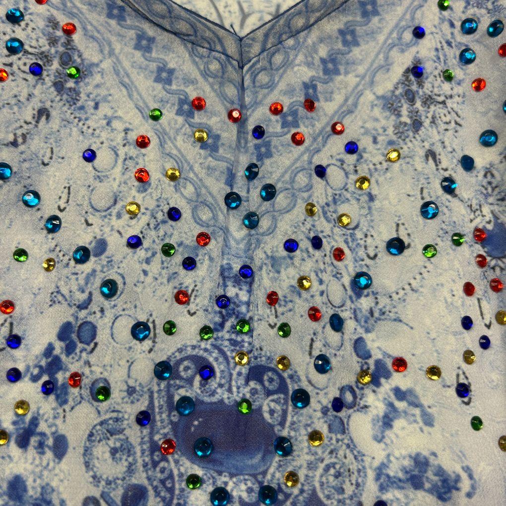 Hourglass Blue Paisley Sheer Kaftan Top - Size 20