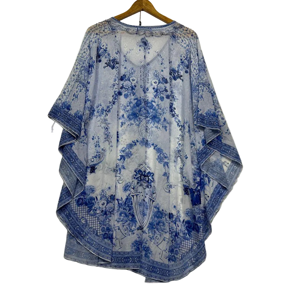Hourglass Blue Paisley Sheer Kaftan Top - Size 20