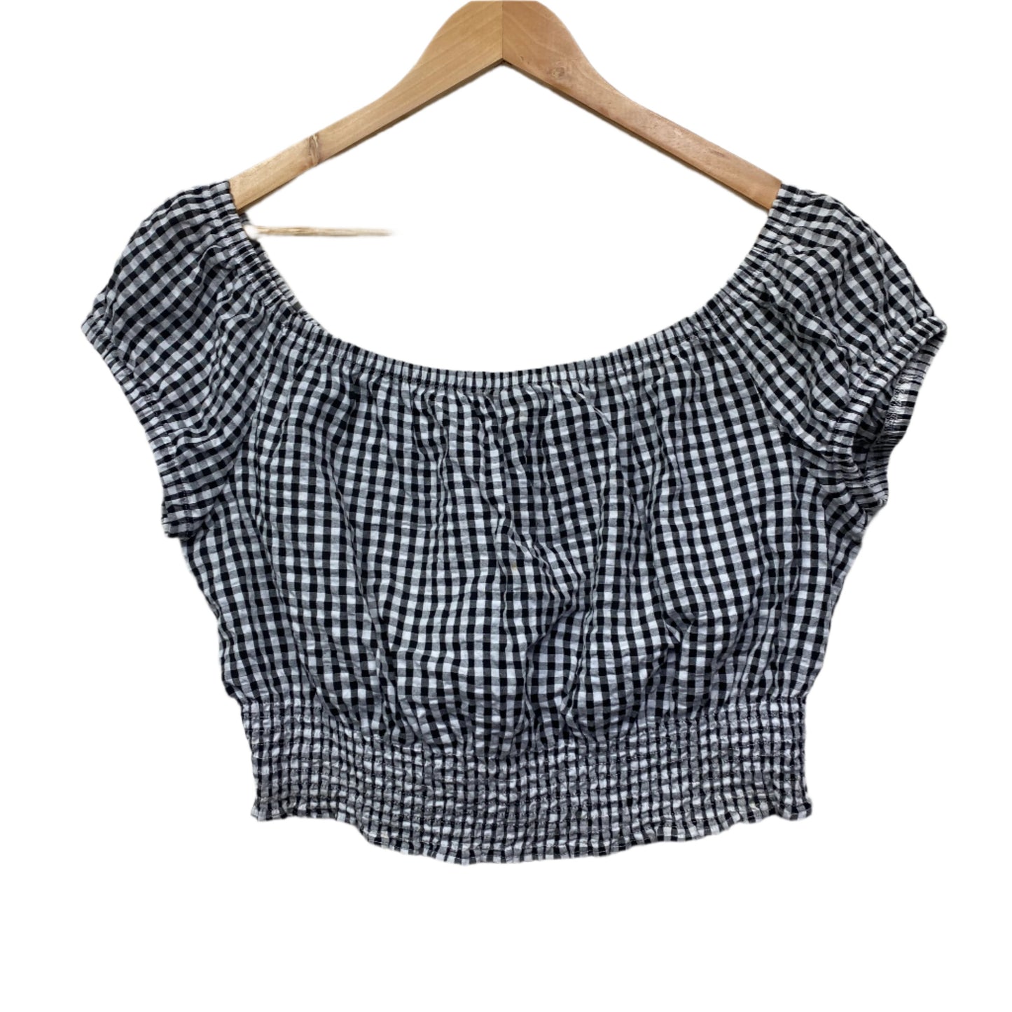 Lily Loves Crop Top Size 16 Black White Gingham Check