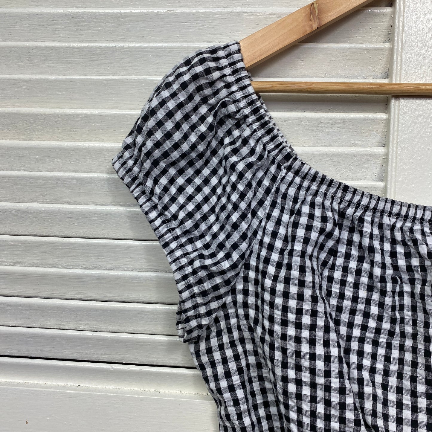 Lily Loves Crop Top Size 16 Black White Gingham Check