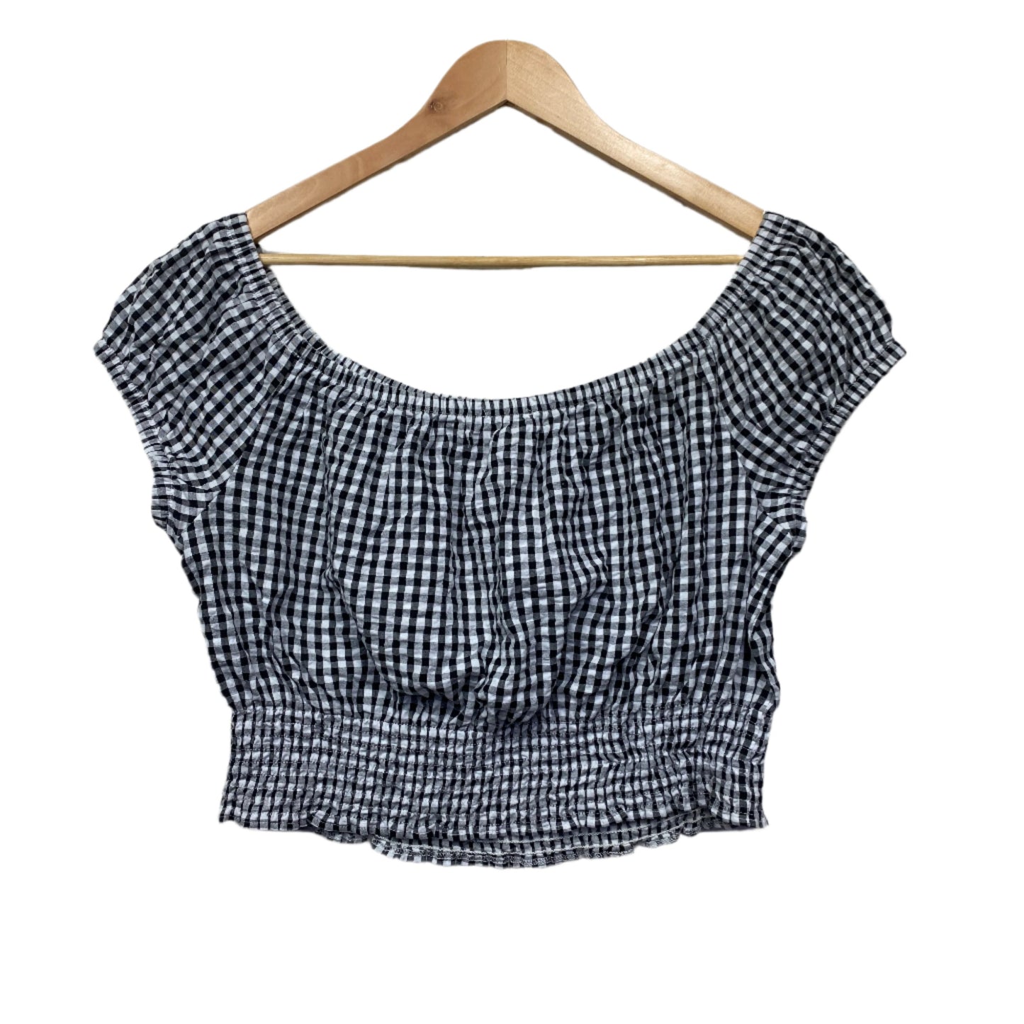 Lily Loves Crop Top Size 16 Black White Gingham Check