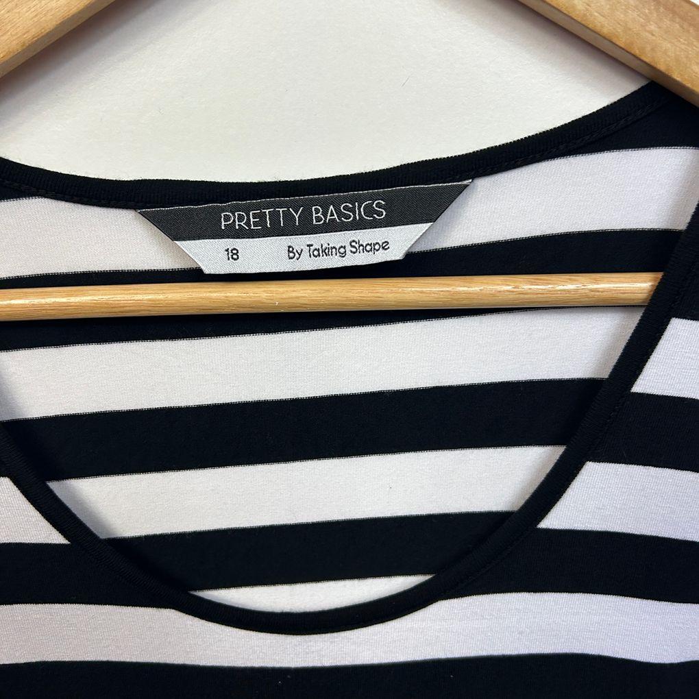 Taking Shape Black Striped Top - Size 18