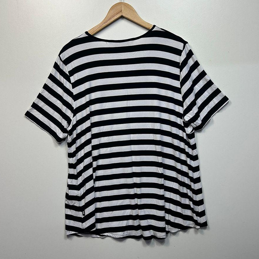 Taking Shape Black Striped Top - Size 18