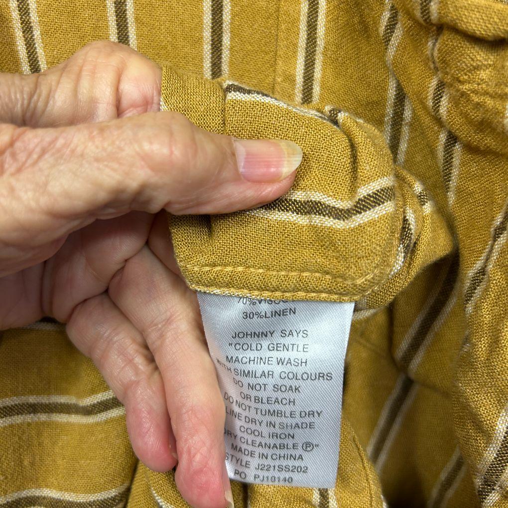 Johnny Bigg Mustard Stripe Linen Shirt - Size 3XL