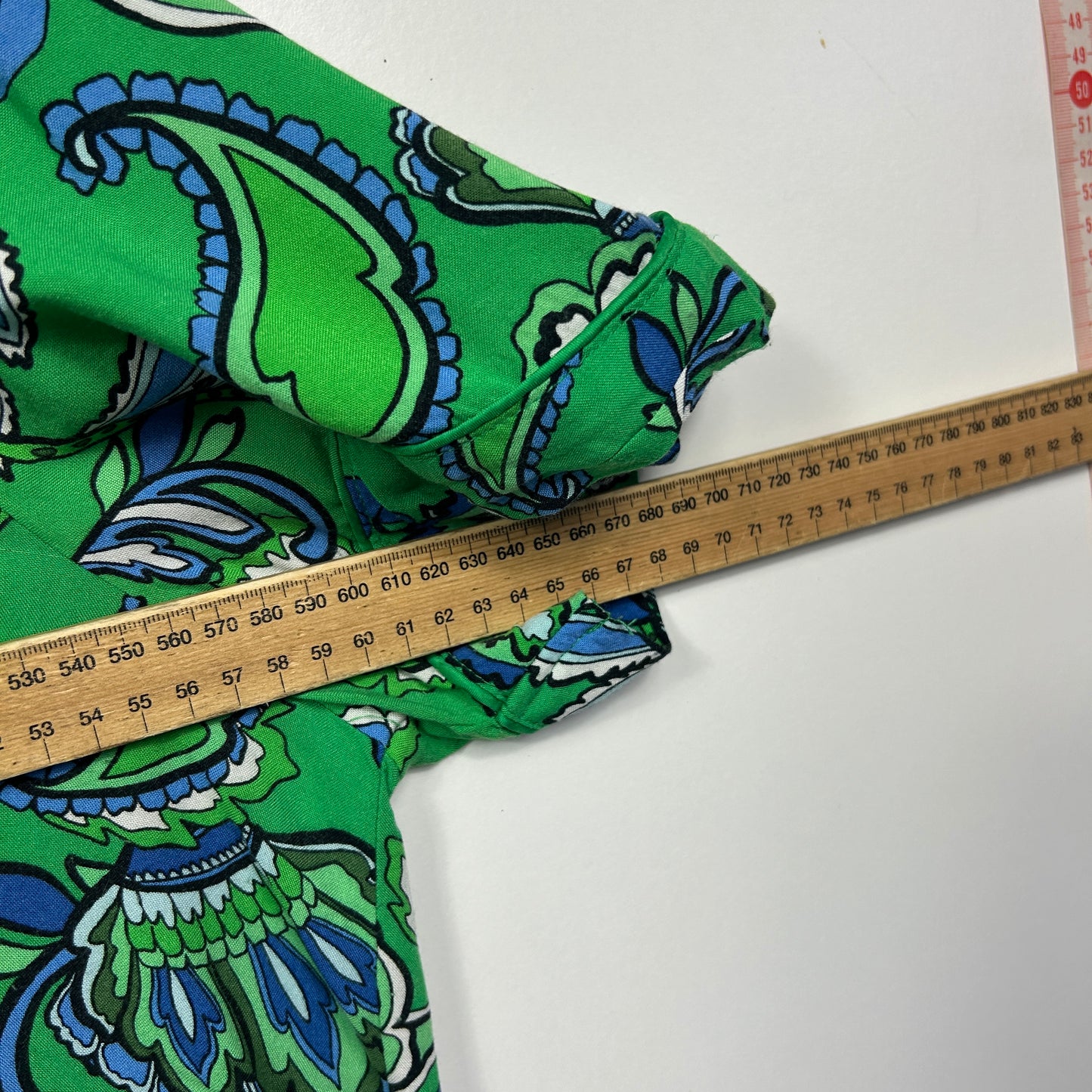 Sussan Green Blue White Paisley Floral Print Button Up Top - Size XL