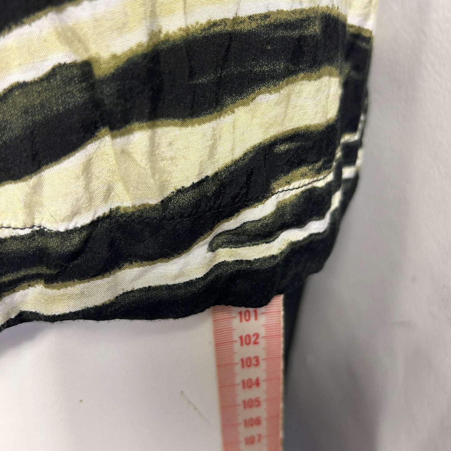 Yarra Trail Black Cream Olive Green Stripe Print Dress - Size 16