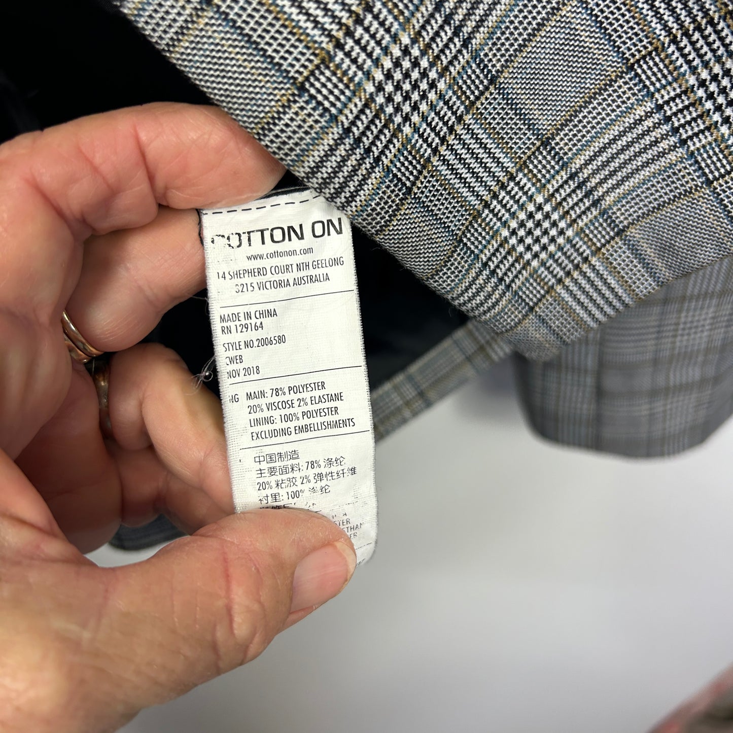 Cotton On Black and White Check Blazer - Size 14