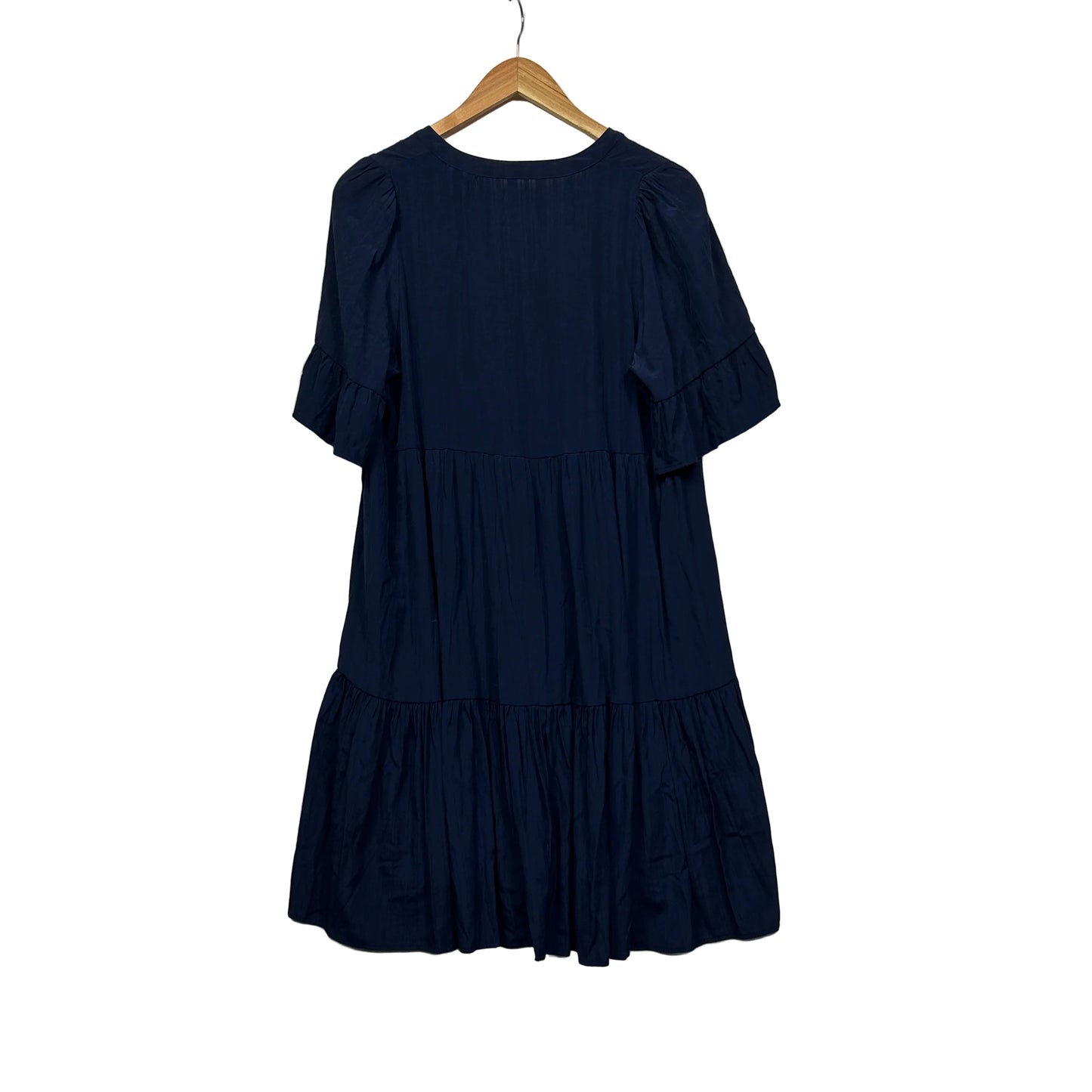 Orange Sherbet Navy Blue Tiered Dress - Size 14