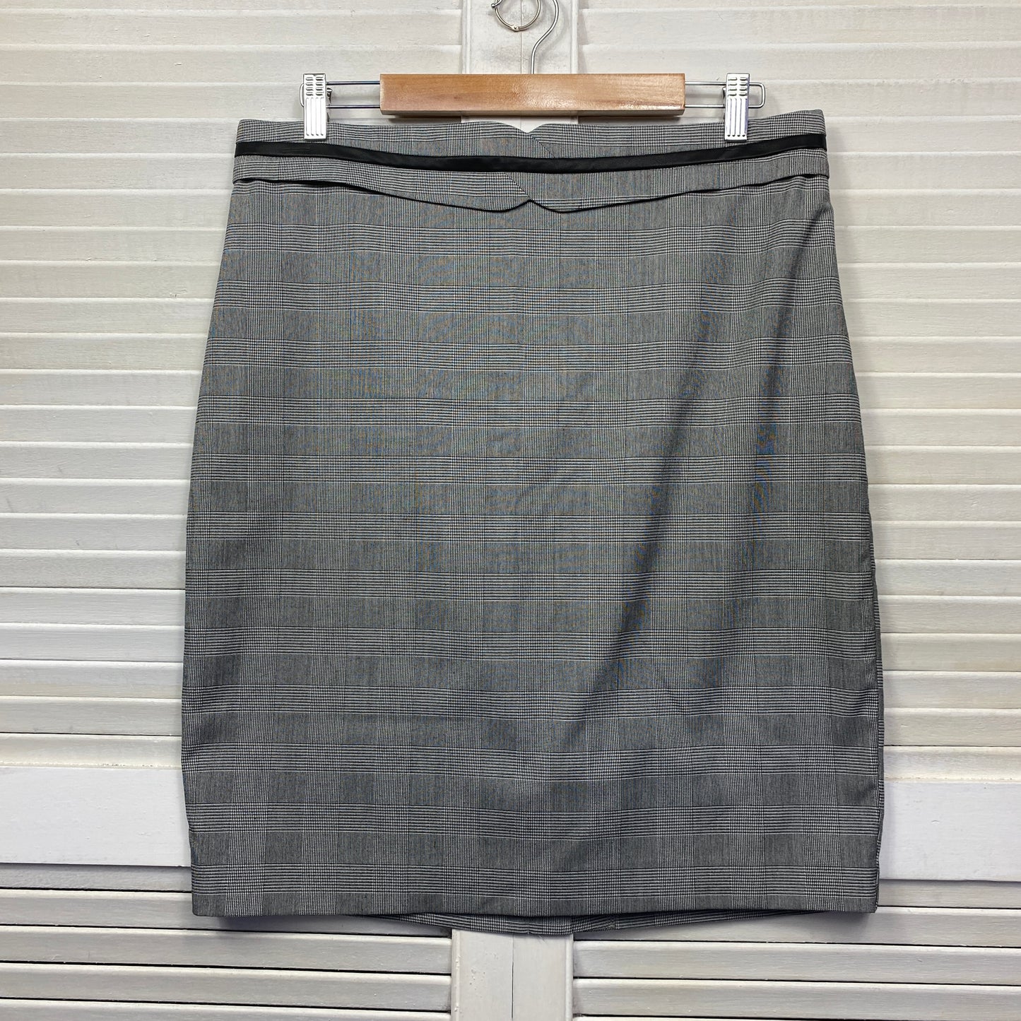 Portmans Pencil Skirt Size 16 Grey Check Office Workwear