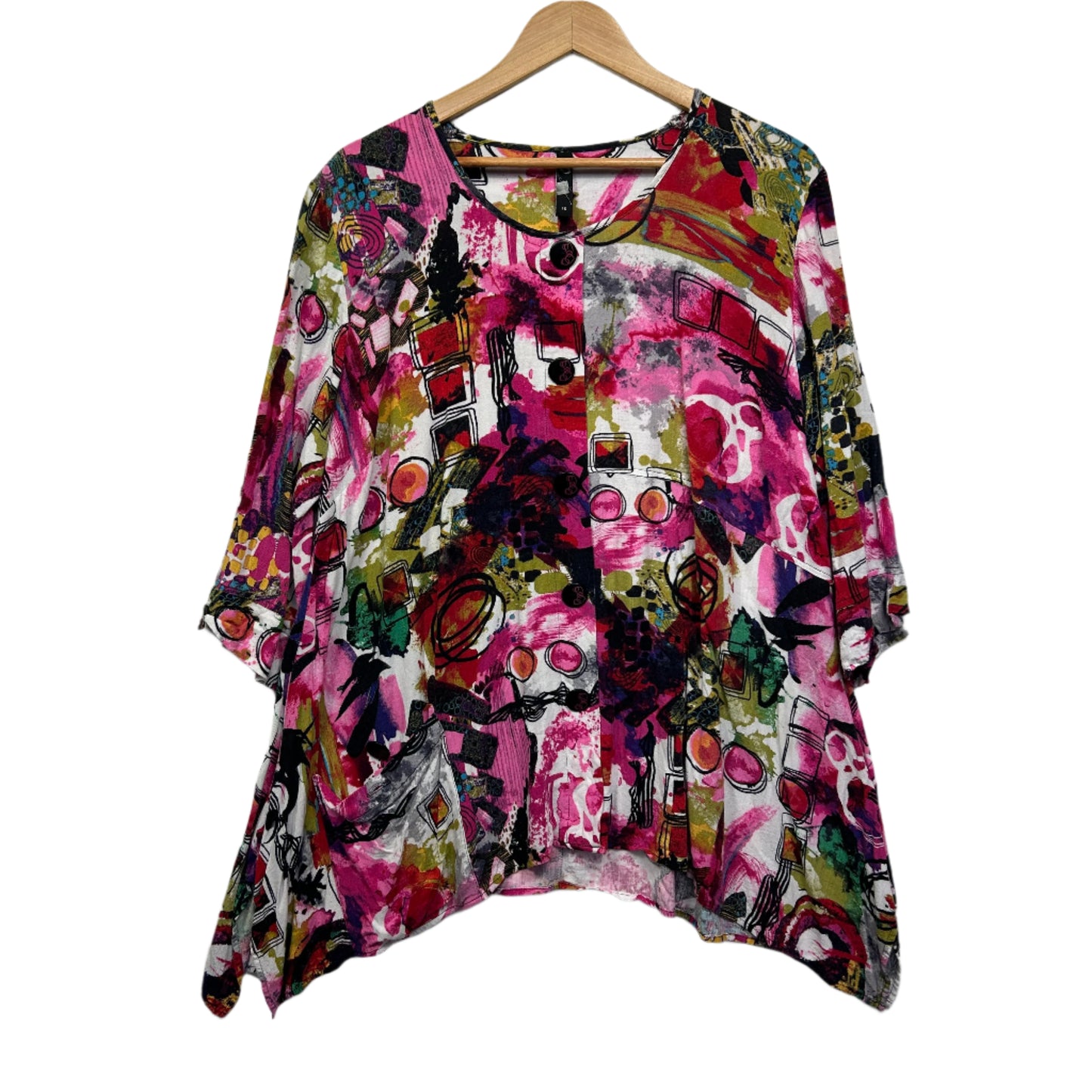 Taking Shape Tunic Top Size 16 Multicoloured 3/4 Sleeve Viscose