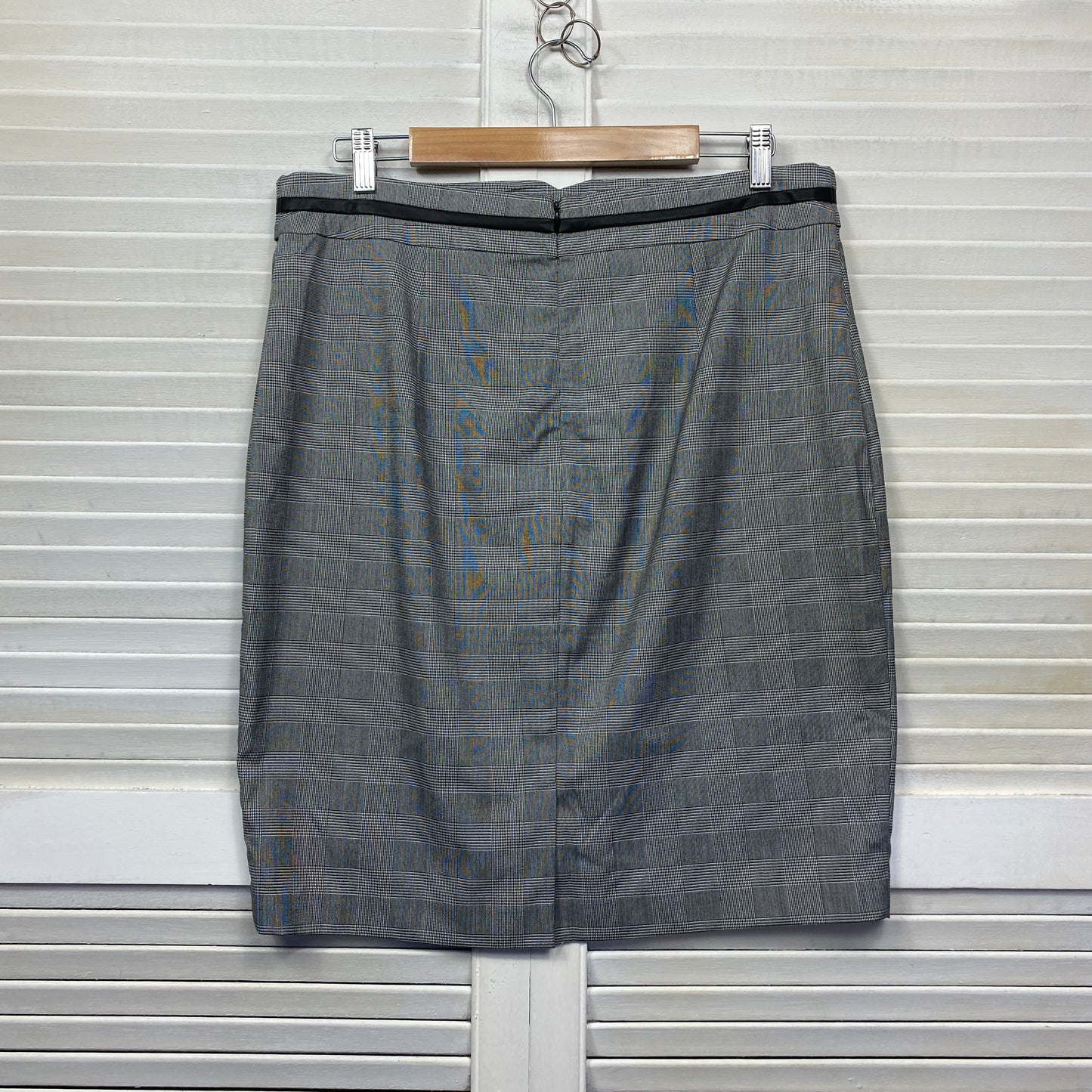 Portmans Pencil Skirt Size 16 Grey Check Office Workwear