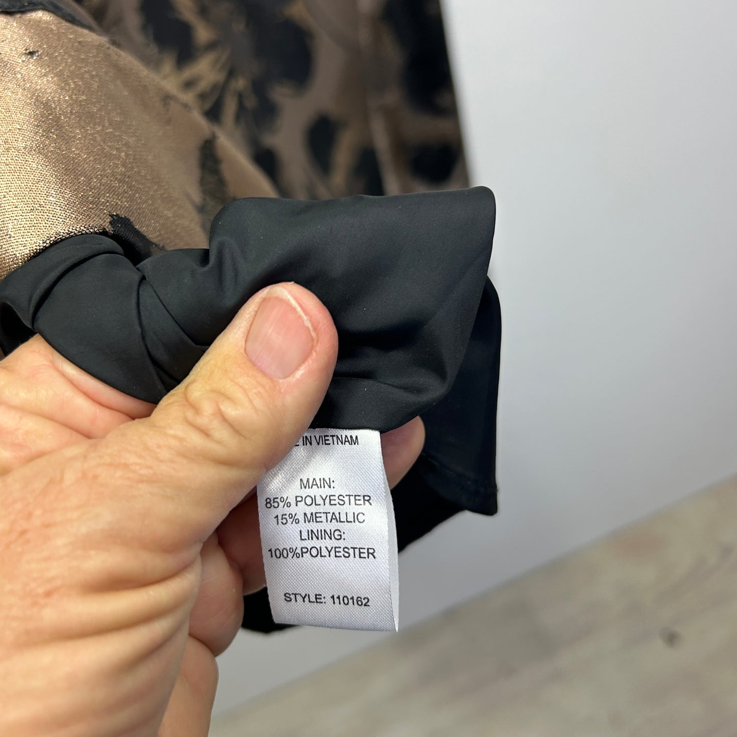 Liz Jordan Black and Gold Brocade Evening Cocktail Dress - Size 14